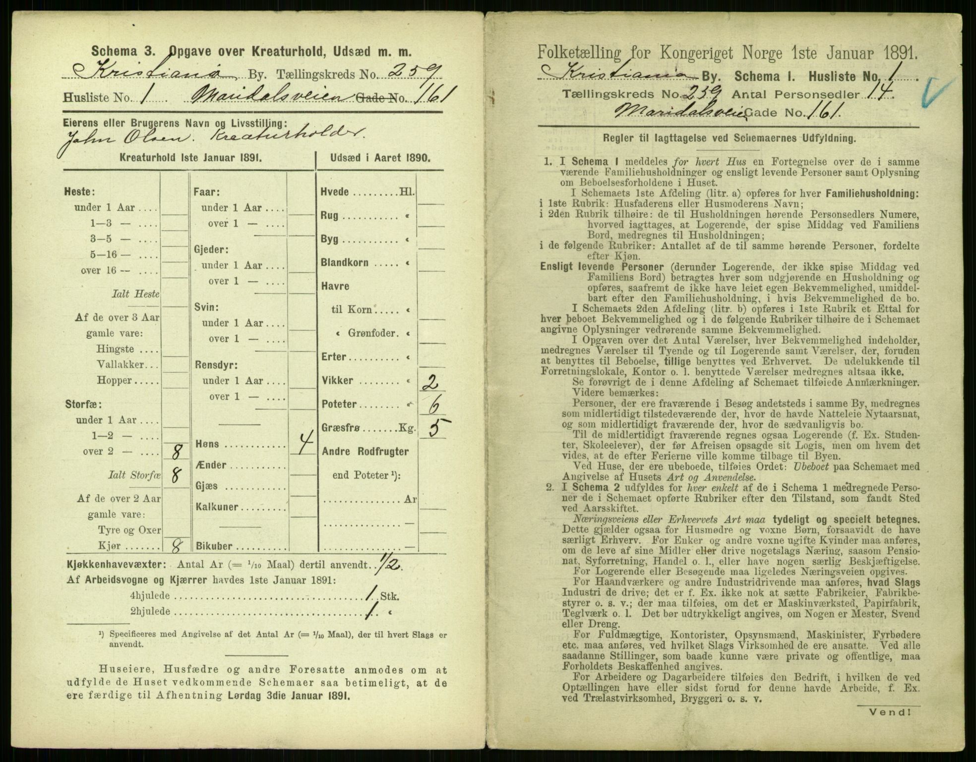 RA, 1891 census for 0301 Kristiania, 1891, p. 157391