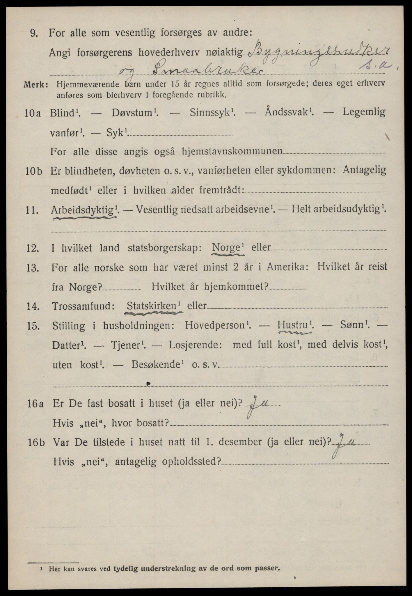 SAT, 1920 census for Tingvoll, 1920, p. 5885