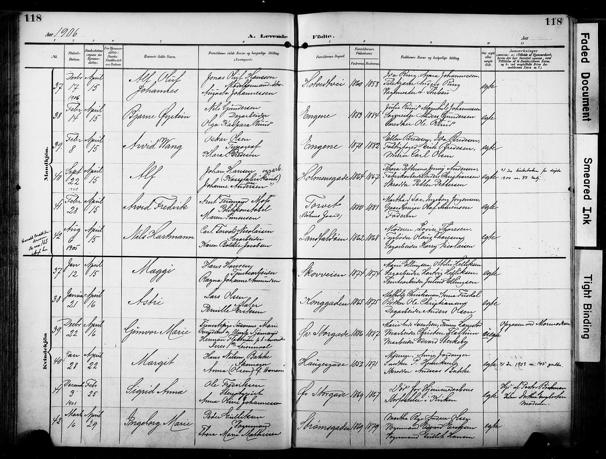 Bragernes kirkebøker, AV/SAKO-A-6/F/Fb/L0009: Parish register (official) no. II 9, 1902-1911, p. 118