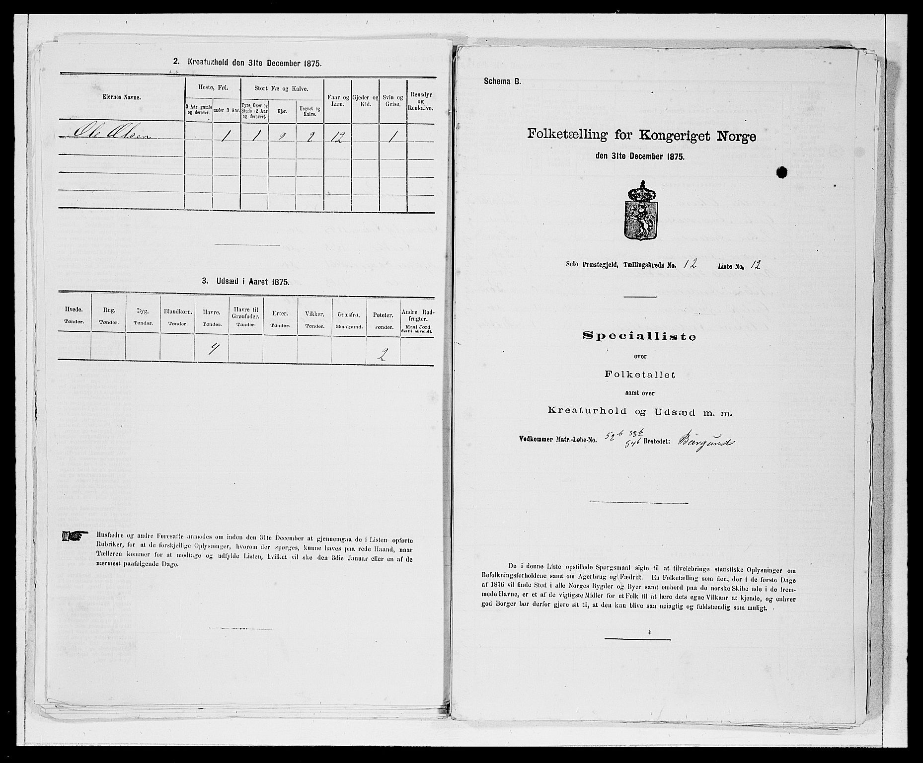 SAB, 1875 Census for 1441P Selje, 1875, p. 1504