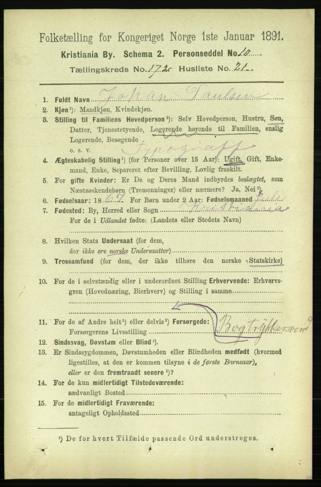 RA, 1891 census for 0301 Kristiania, 1891, p. 102513