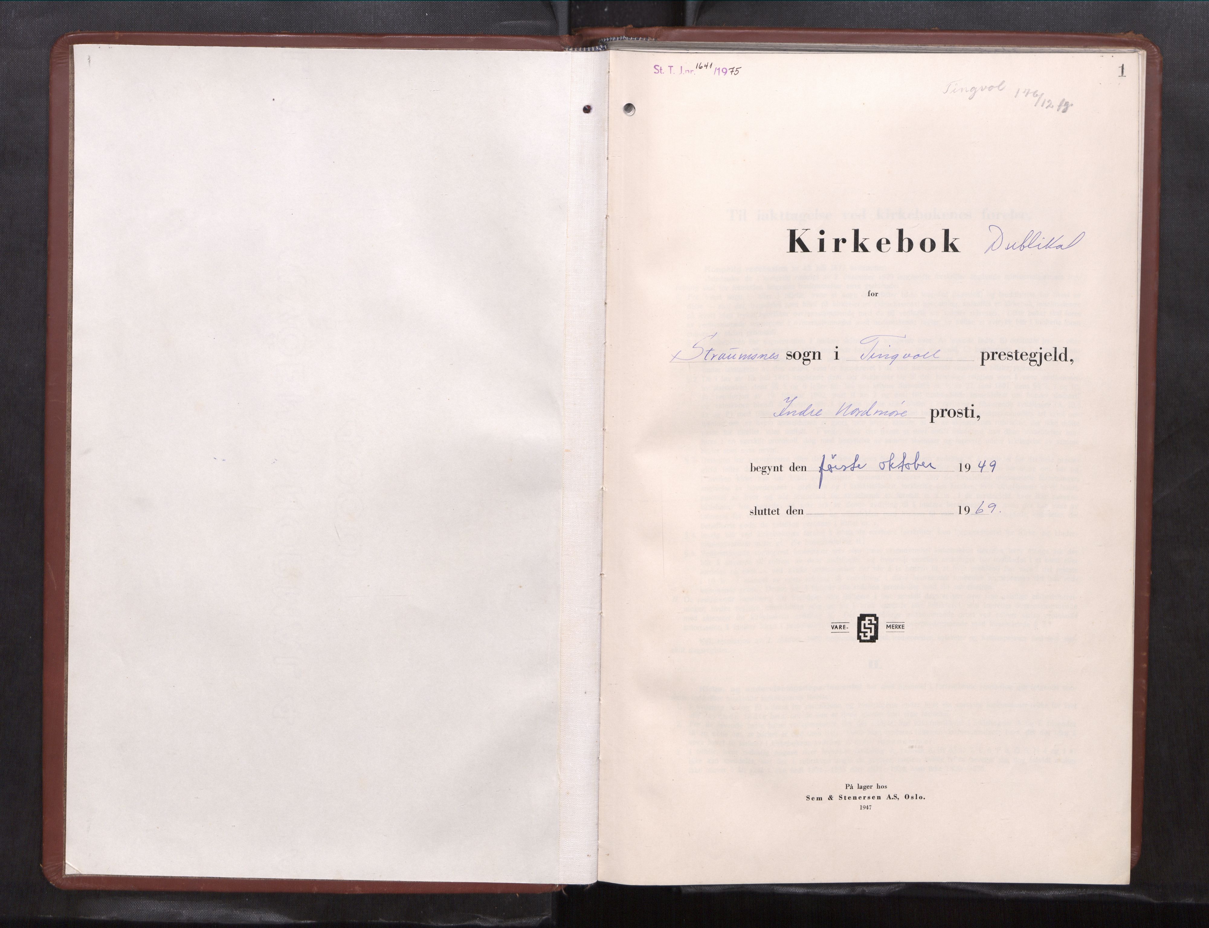 Ministerialprotokoller, klokkerbøker og fødselsregistre - Møre og Romsdal, AV/SAT-A-1454/587/L1003: Parish register (copy) no. 587---, 1949-1969, p. 1