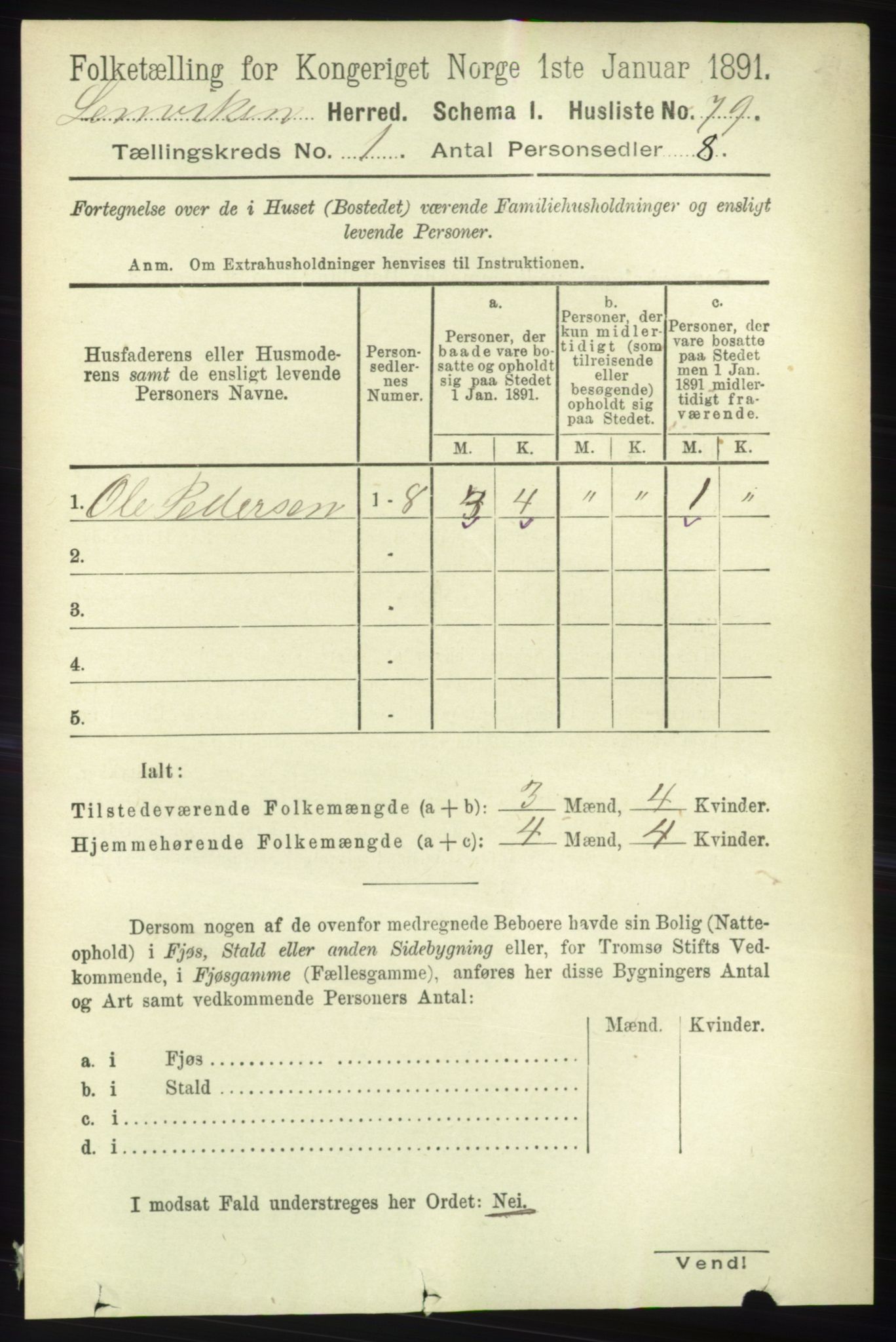 RA, 1891 census for 1931 Lenvik, 1891, p. 102