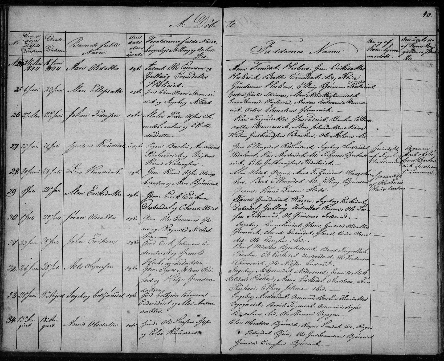 Krødsherad kirkebøker, AV/SAKO-A-19/F/Fa/L0002: Parish register (official) no. 2, 1829-1851, p. 50