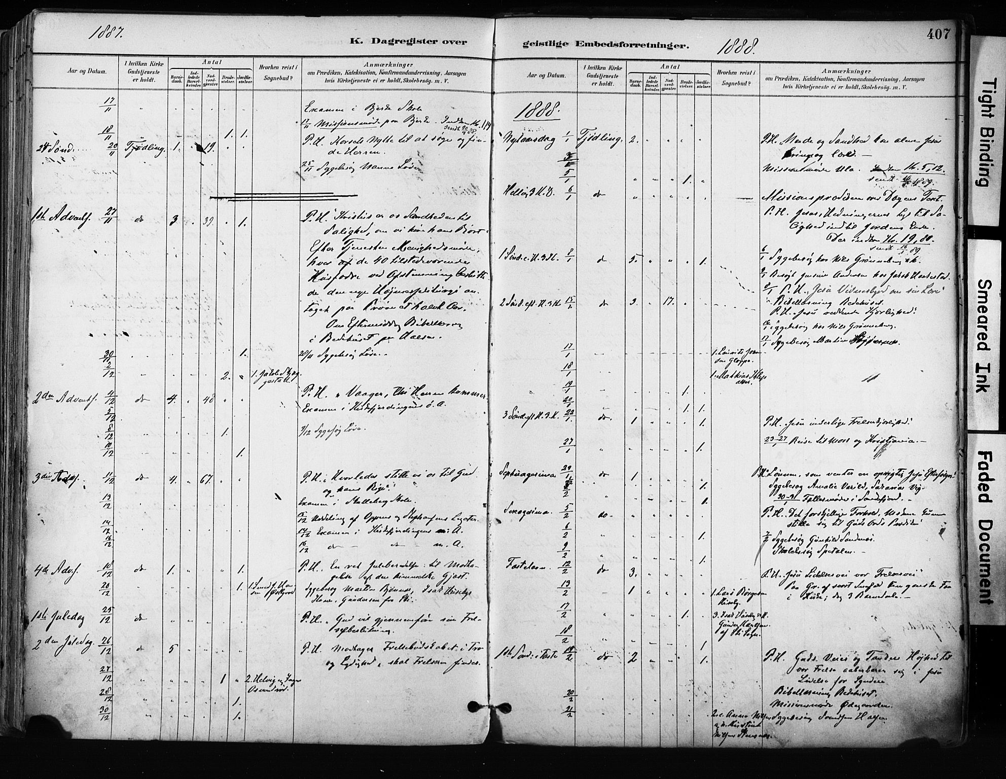 Tjølling kirkebøker, AV/SAKO-A-60/F/Fa/L0009: Parish register (official) no. 9, 1887-1905, p. 407