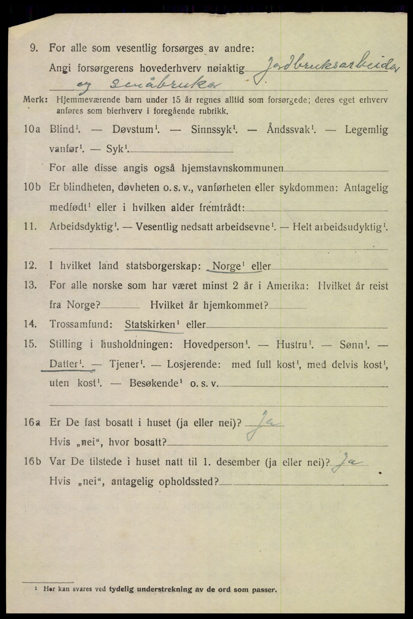 SAK, 1920 census for Valle, 1920, p. 964