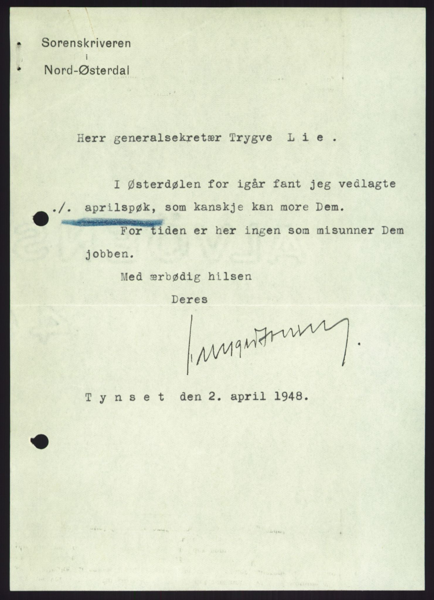 Lie, Trygve, AV/RA-PA-1407/D/L0013: Generalsekretærens papirer., 1946-1950, p. 1217