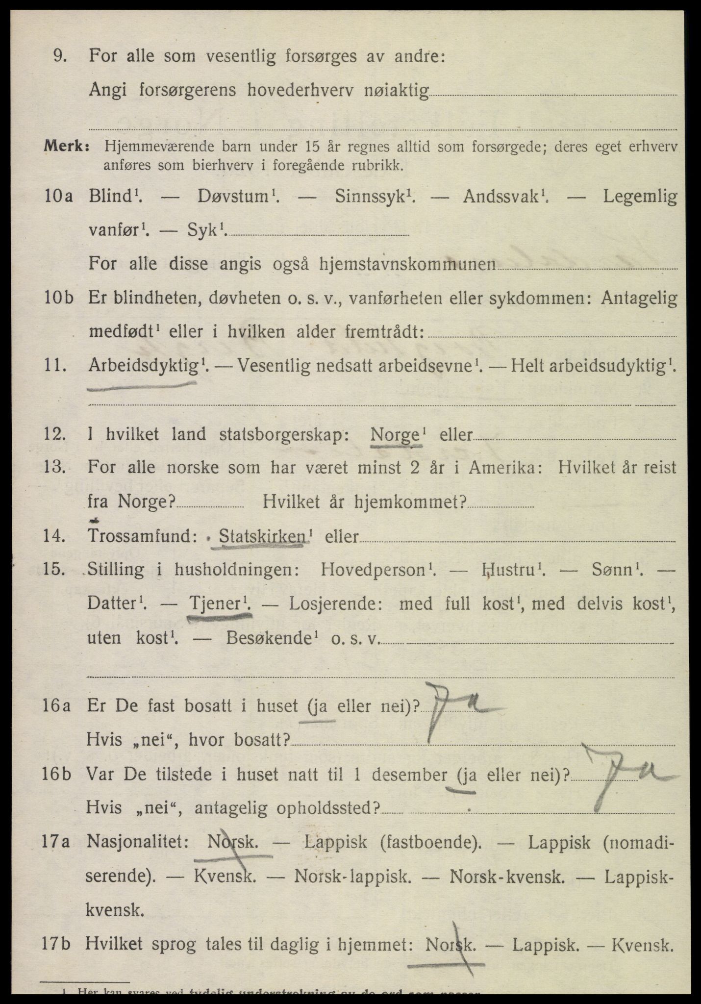 SAT, 1920 census for Verdal, 1920, p. 4020