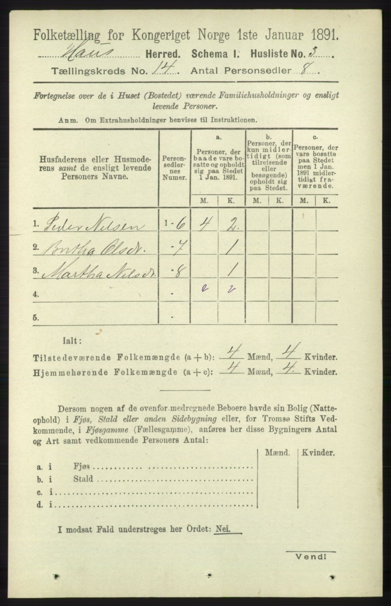 RA, 1891 census for 1250 Haus, 1891, p. 5811