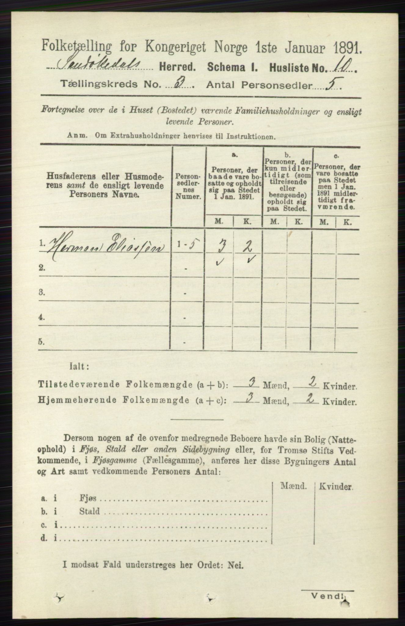 RA, 1891 census for 0816 Sannidal, 1891, p. 749