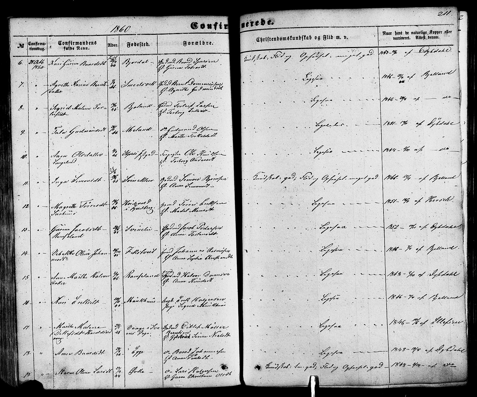 Skjold sokneprestkontor, AV/SAST-A-101847/H/Ha/Haa/L0008: Parish register (official) no. A 8, 1856-1882, p. 211