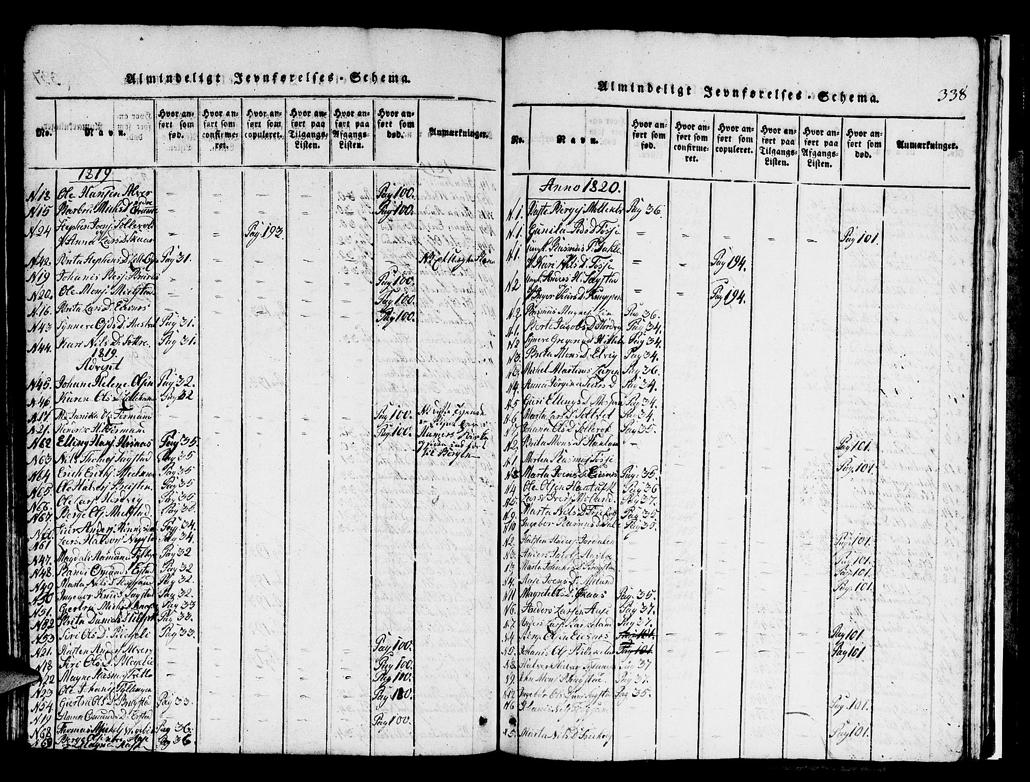 Hamre sokneprestembete, SAB/A-75501/H/Ha/Hab: Parish register (copy) no. A 1, 1816-1826, p. 338