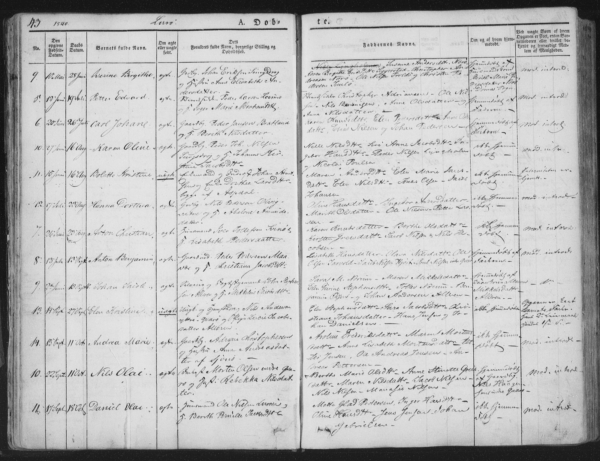 Ministerialprotokoller, klokkerbøker og fødselsregistre - Nordland, SAT/A-1459/839/L0565: Parish register (official) no. 839A02, 1825-1862, p. 43