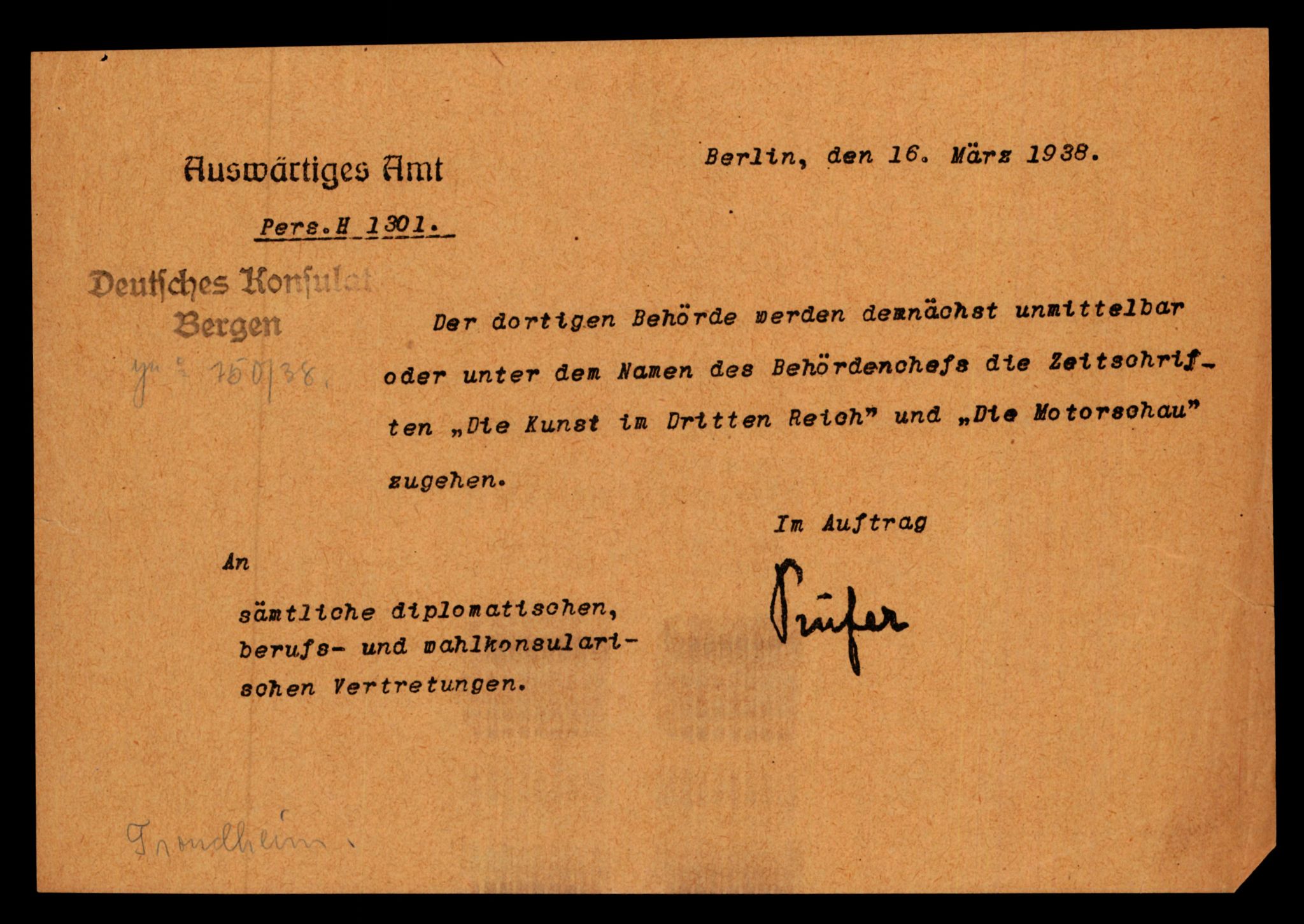 Forsvarets Overkommando. 2 kontor. Arkiv 11.4. Spredte tyske arkivsaker, AV/RA-RAFA-7031/D/Dar/Darc/L0021: FO.II. Tyske konsulater, 1929-1940, p. 617