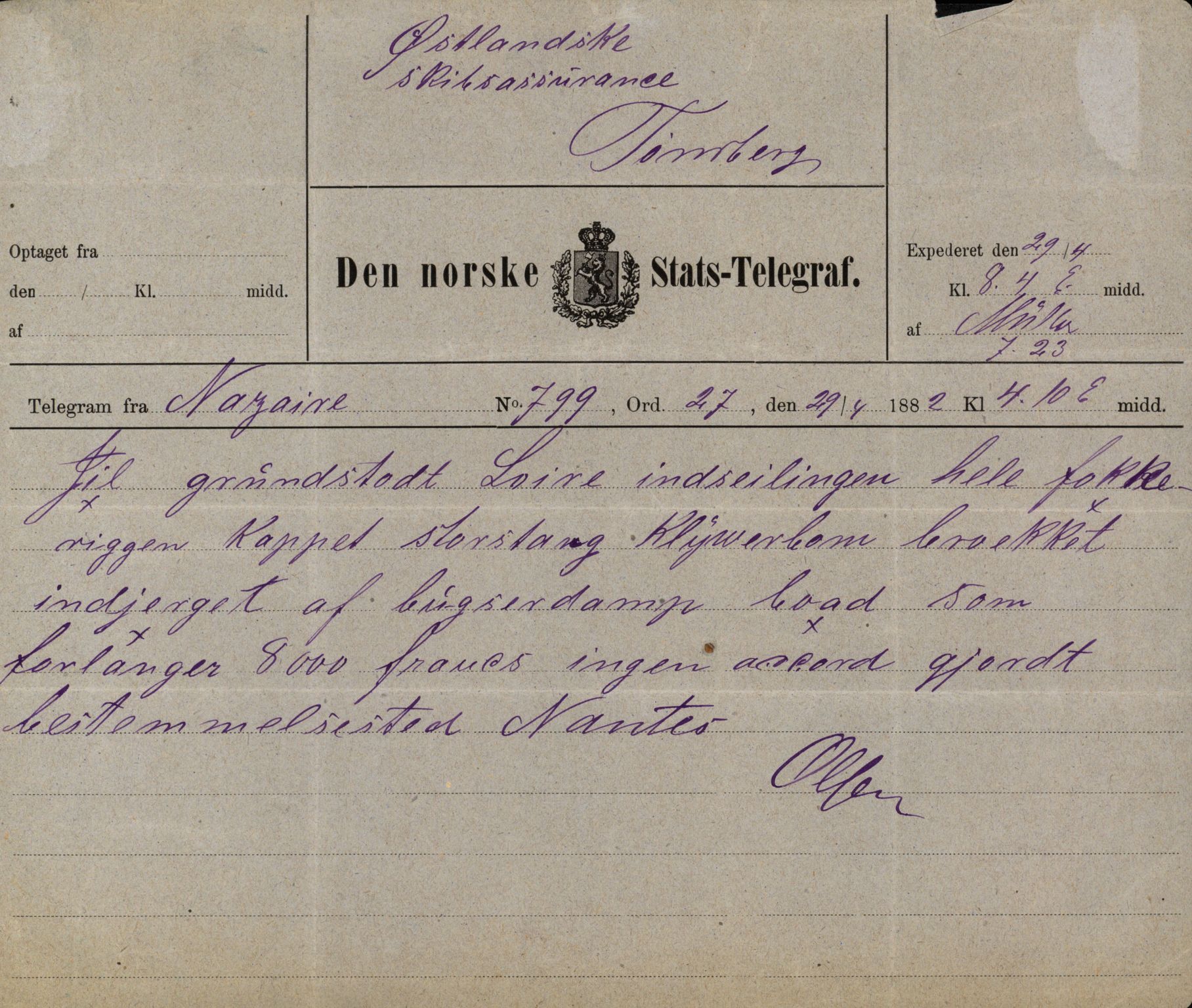 Pa 63 - Østlandske skibsassuranceforening, VEMU/A-1079/G/Ga/L0015/0007: Havaridokumenter / Jil, B.M. Width, Luca, Flora, Drammen, 1882, p. 20