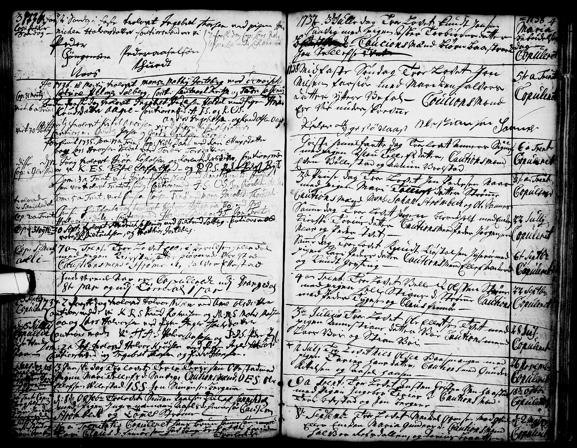 Drangedal kirkebøker, AV/SAKO-A-258/F/Fa/L0002: Parish register (official) no. 2, 1733-1753, p. 3-4