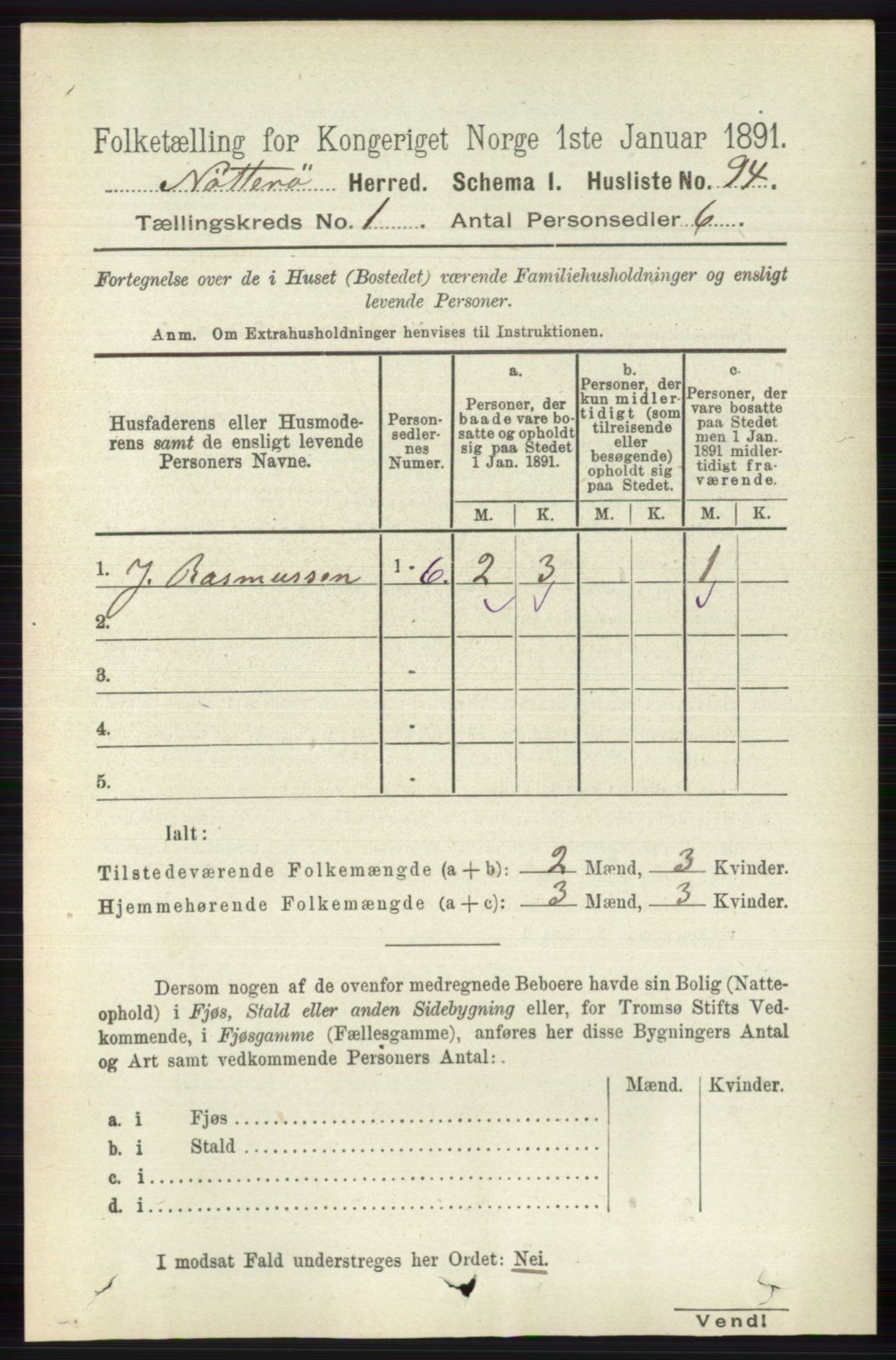 RA, 1891 census for 0722 Nøtterøy, 1891, p. 127