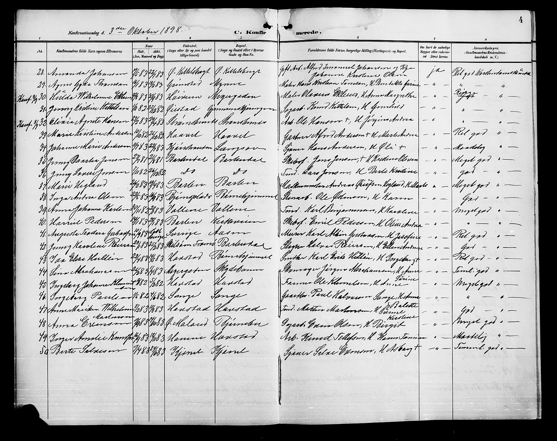 Barbu sokneprestkontor, SAK/1111-0003/F/Fb/L0003: Parish register (copy) no. B 3, 1897-1911, p. 4