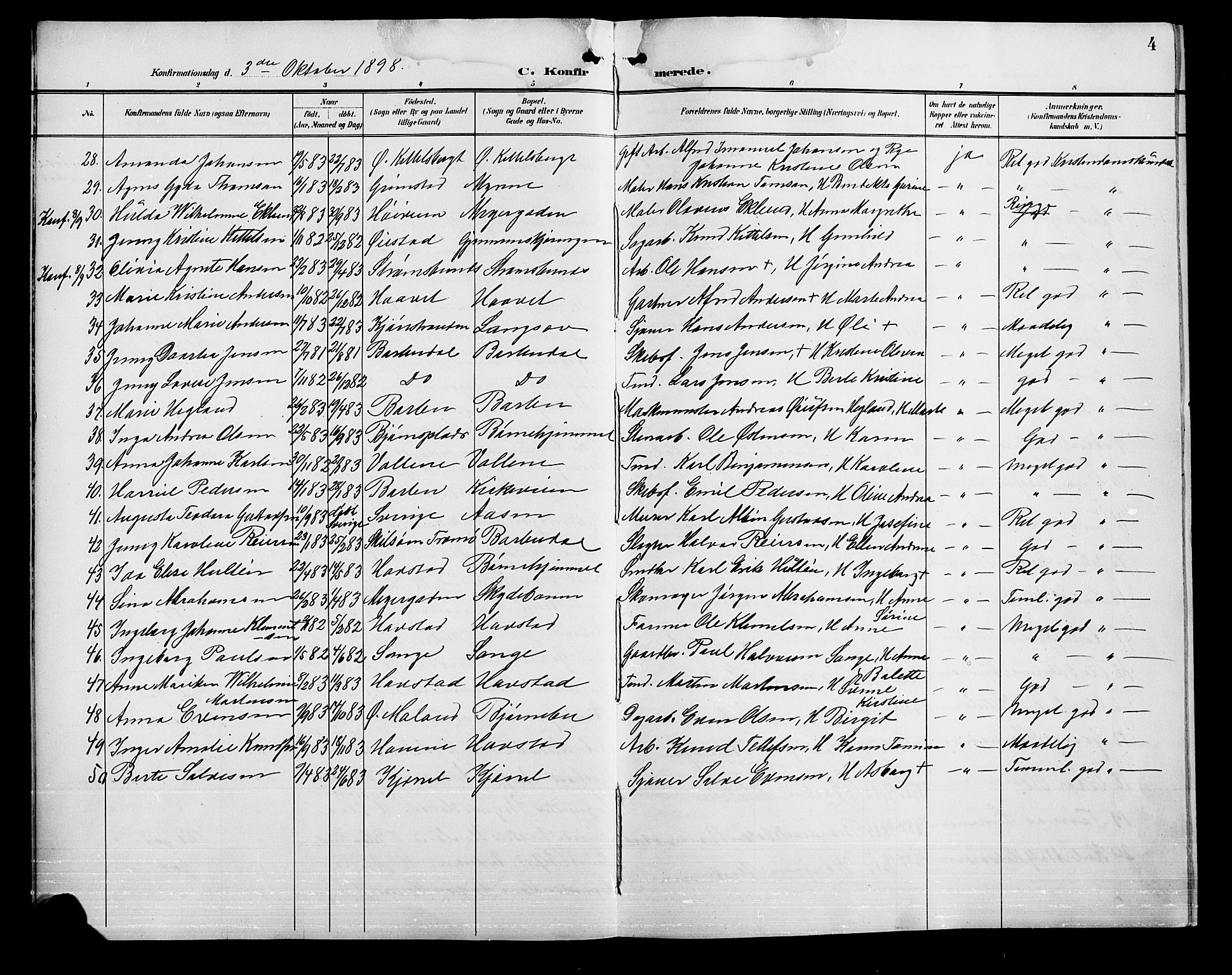 Barbu sokneprestkontor, AV/SAK-1111-0003/F/Fb/L0003: Parish register (copy) no. B 3, 1897-1911, p. 4