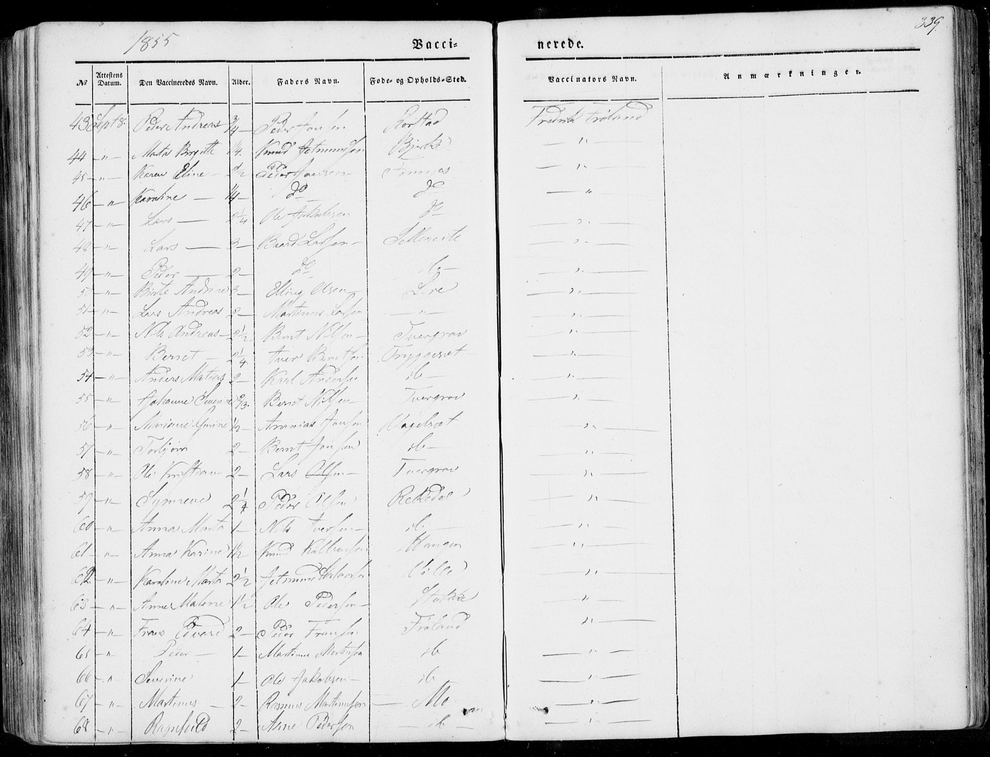 Ministerialprotokoller, klokkerbøker og fødselsregistre - Møre og Romsdal, AV/SAT-A-1454/515/L0209: Parish register (official) no. 515A05, 1847-1868, p. 339