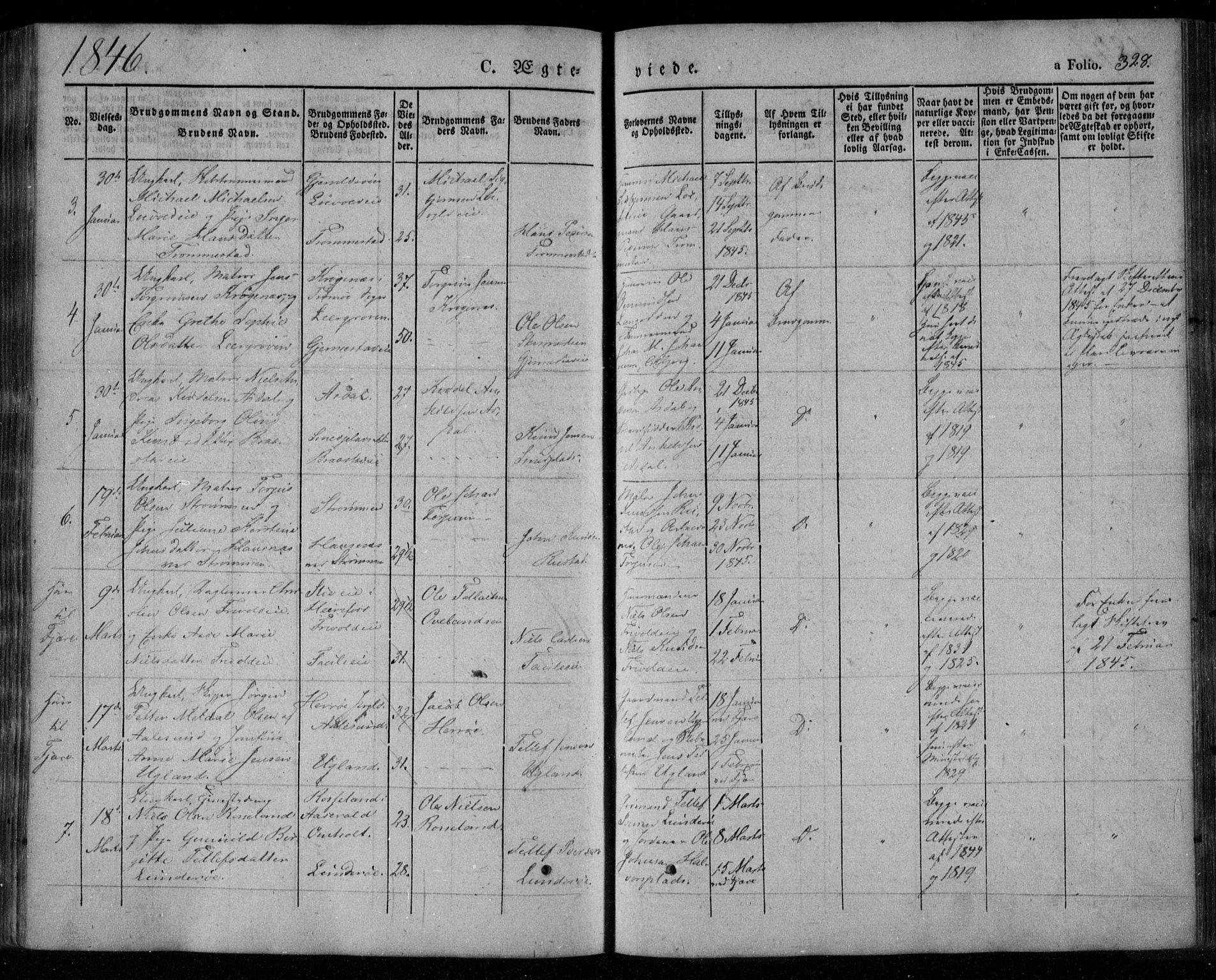 Øyestad sokneprestkontor, SAK/1111-0049/F/Fa/L0014: Parish register (official) no. A 14, 1843-1856, p. 328
