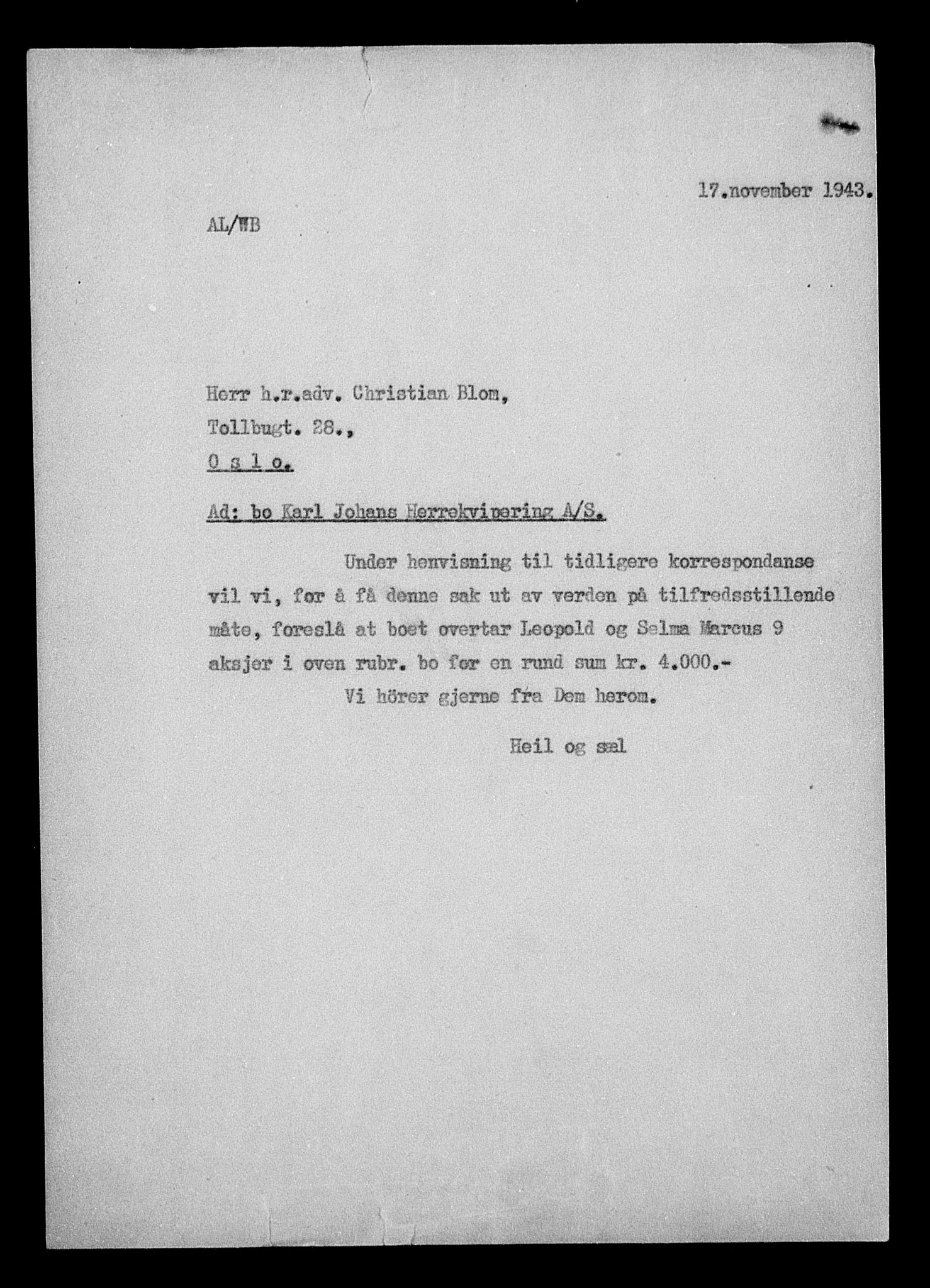 Justisdepartementet, Tilbakeføringskontoret for inndratte formuer, AV/RA-S-1564/H/Hc/Hcc/L0949: --, 1945-1947, p. 85