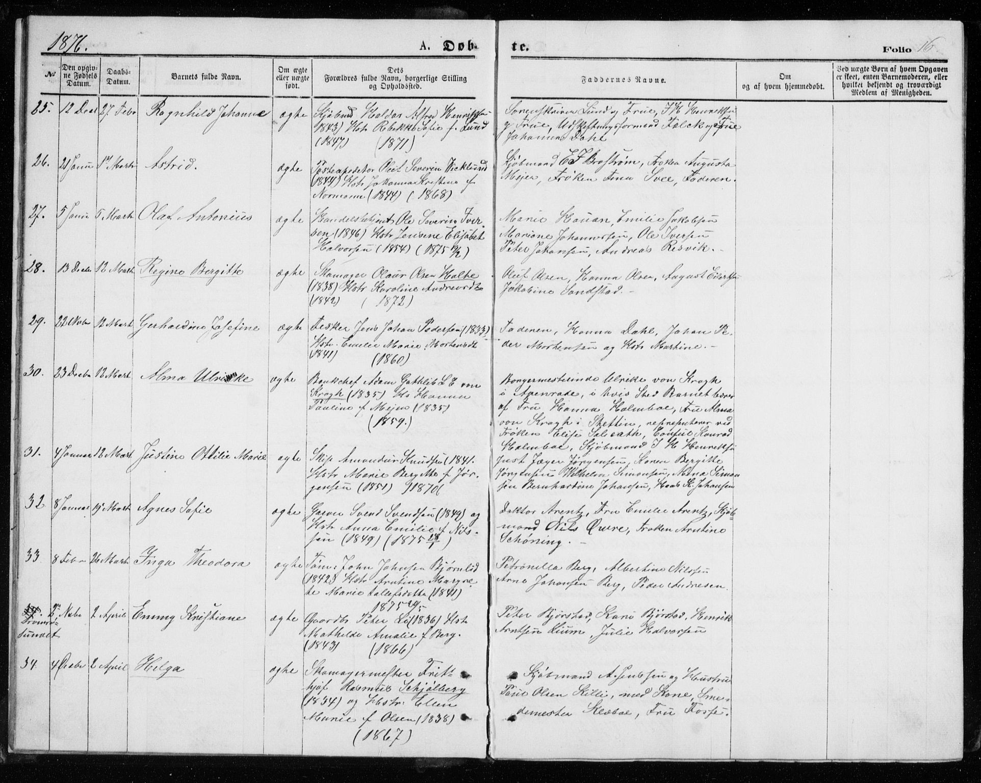 Tromsø sokneprestkontor/stiftsprosti/domprosti, AV/SATØ-S-1343/G/Gb/L0008klokker: Parish register (copy) no. 8, 1875-1879, p. 16