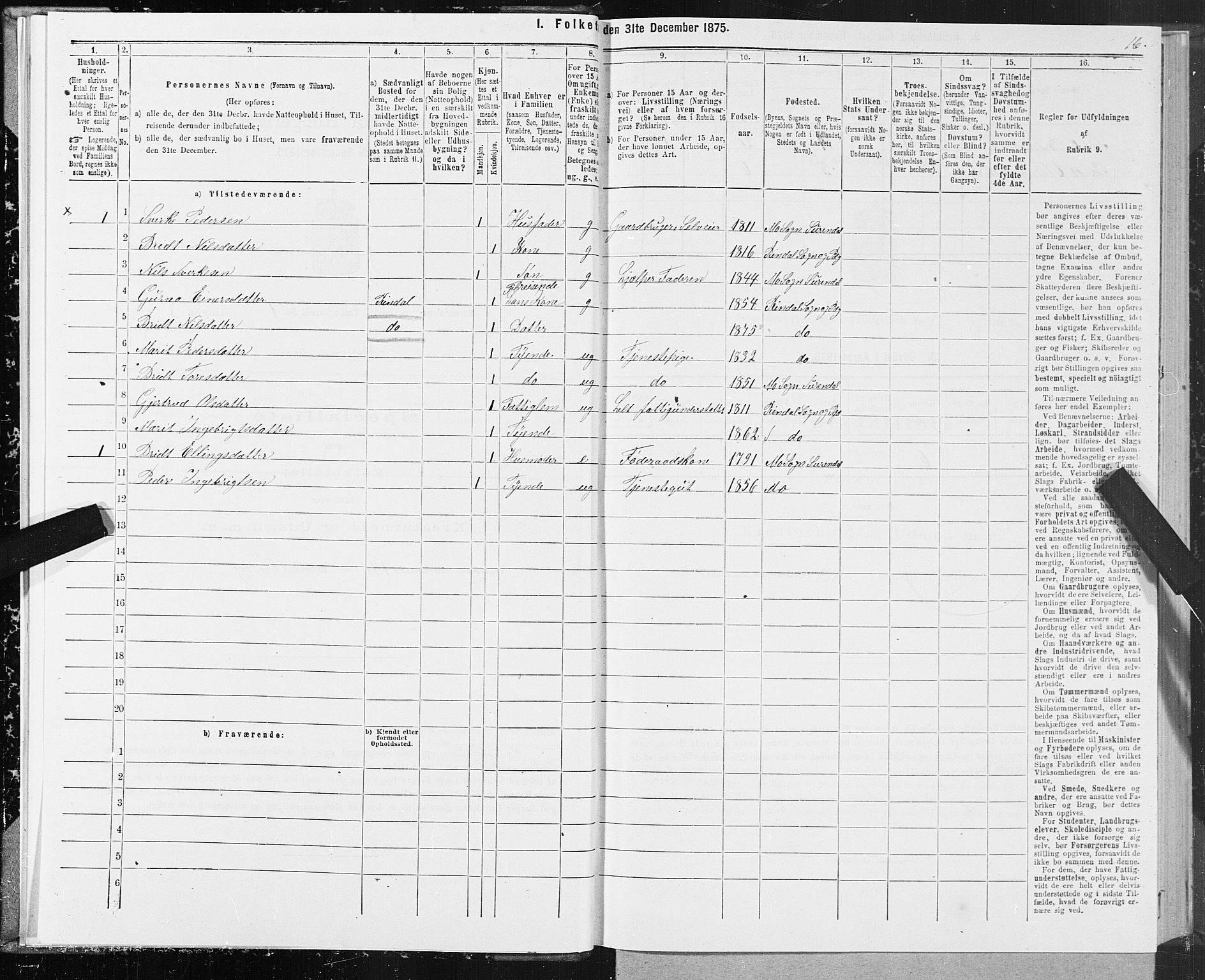 SAT, 1875 census for 1566P Surnadal, 1875, p. 1016