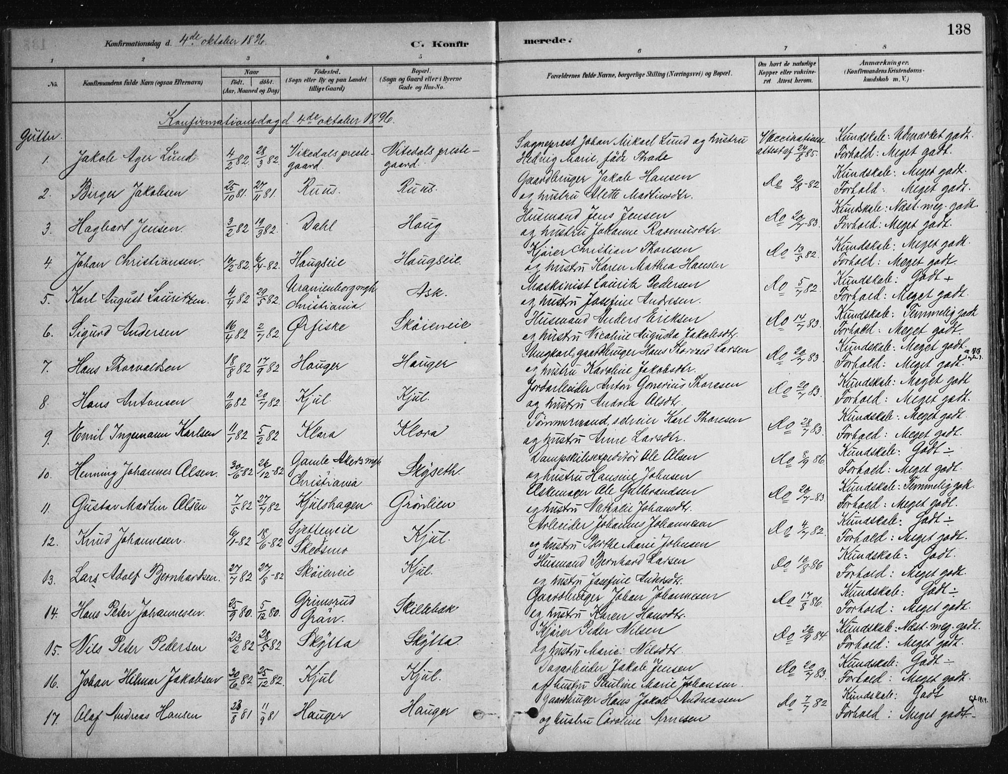 Nittedal prestekontor Kirkebøker, AV/SAO-A-10365a/F/Fa/L0007: Parish register (official) no. I 7, 1879-1901, p. 138