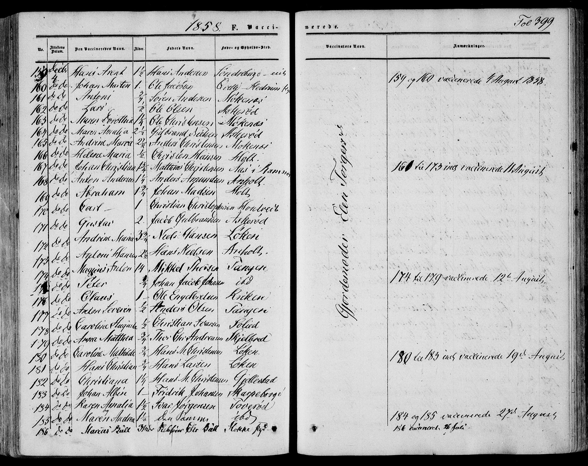 Stokke kirkebøker, AV/SAKO-A-320/F/Fa/L0008: Parish register (official) no. I 8, 1858-1871, p. 399