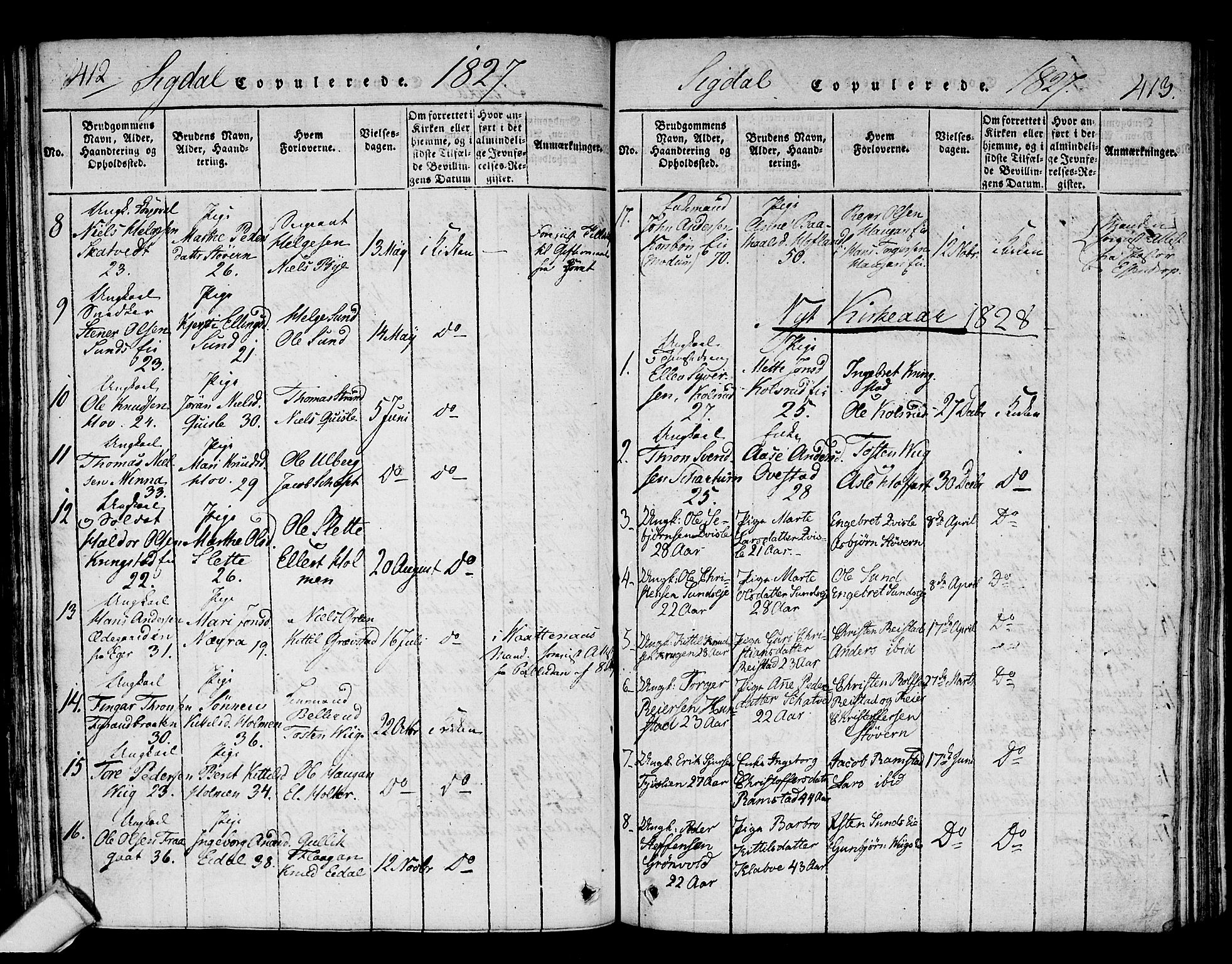 Sigdal kirkebøker, SAKO/A-245/F/Fa/L0005: Parish register (official) no. I 5 /1, 1815-1829, p. 412-413