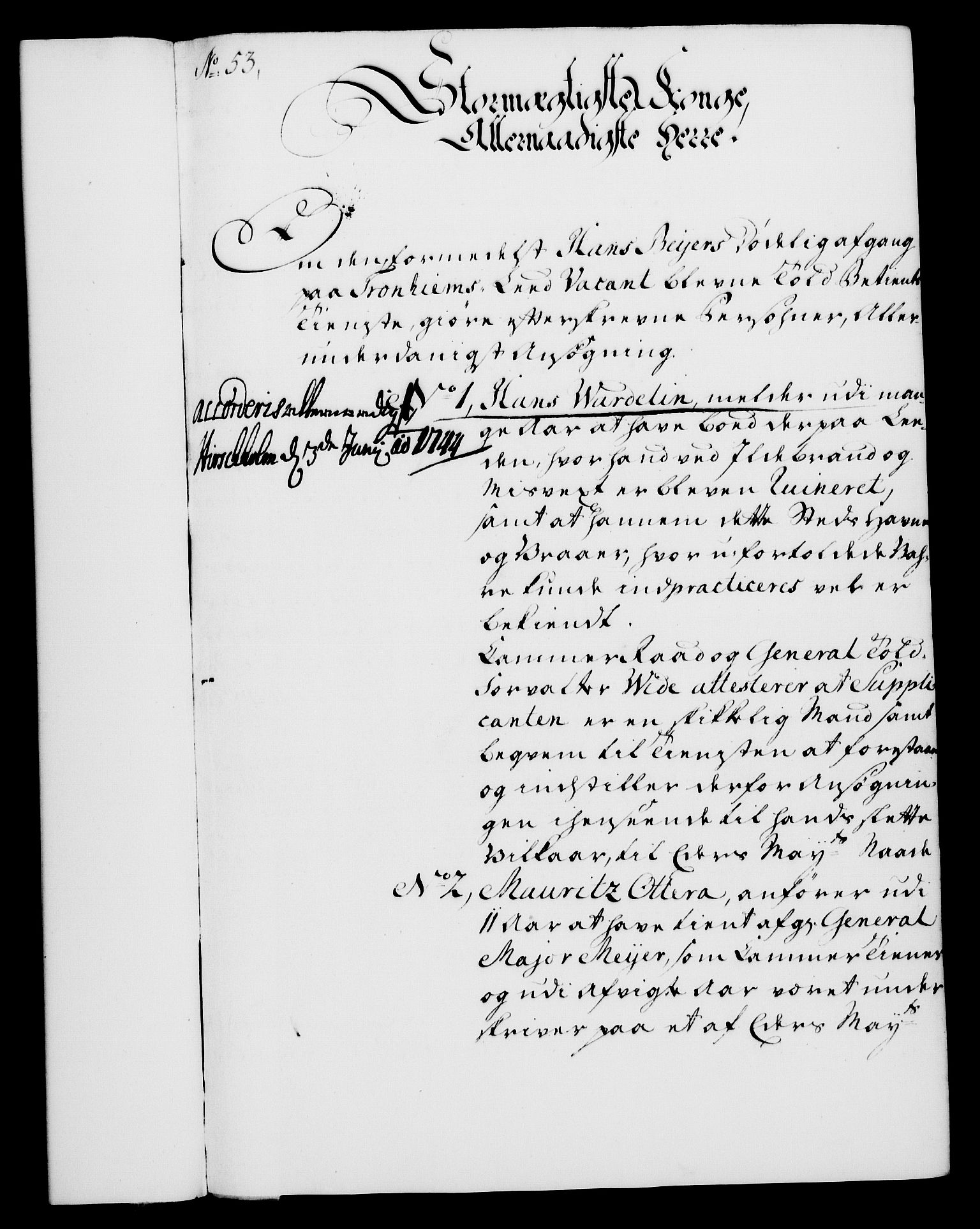 Rentekammeret, Kammerkanselliet, AV/RA-EA-3111/G/Gf/Gfa/L0027: Norsk relasjons- og resolusjonsprotokoll (merket RK 52.27), 1744, p. 376