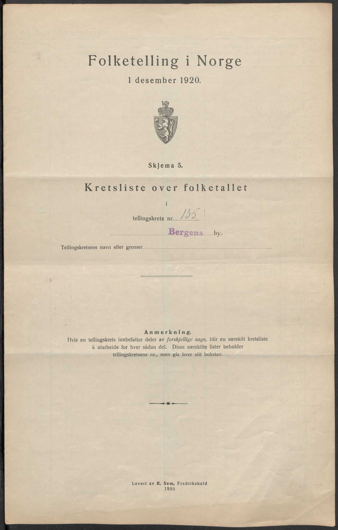 SAB, 1920 census for Bergen, 1920, p. 425