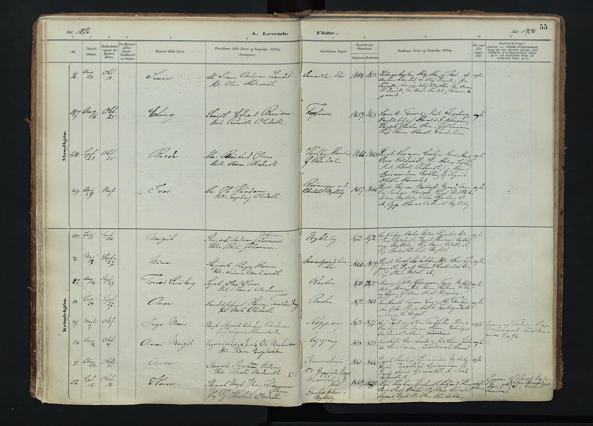 Stor-Elvdal prestekontor, SAH/PREST-052/H/Ha/Haa/L0004: Parish register (official) no. 4, 1890-1922, p. 55