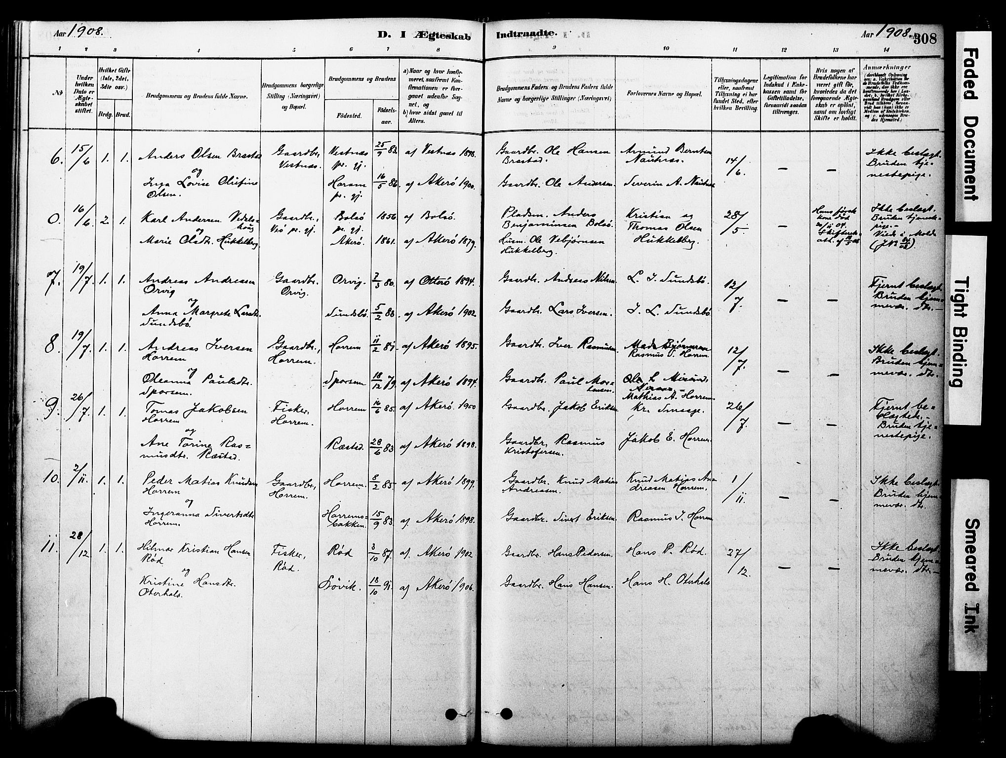 Ministerialprotokoller, klokkerbøker og fødselsregistre - Møre og Romsdal, AV/SAT-A-1454/560/L0721: Parish register (official) no. 560A05, 1878-1917, p. 308