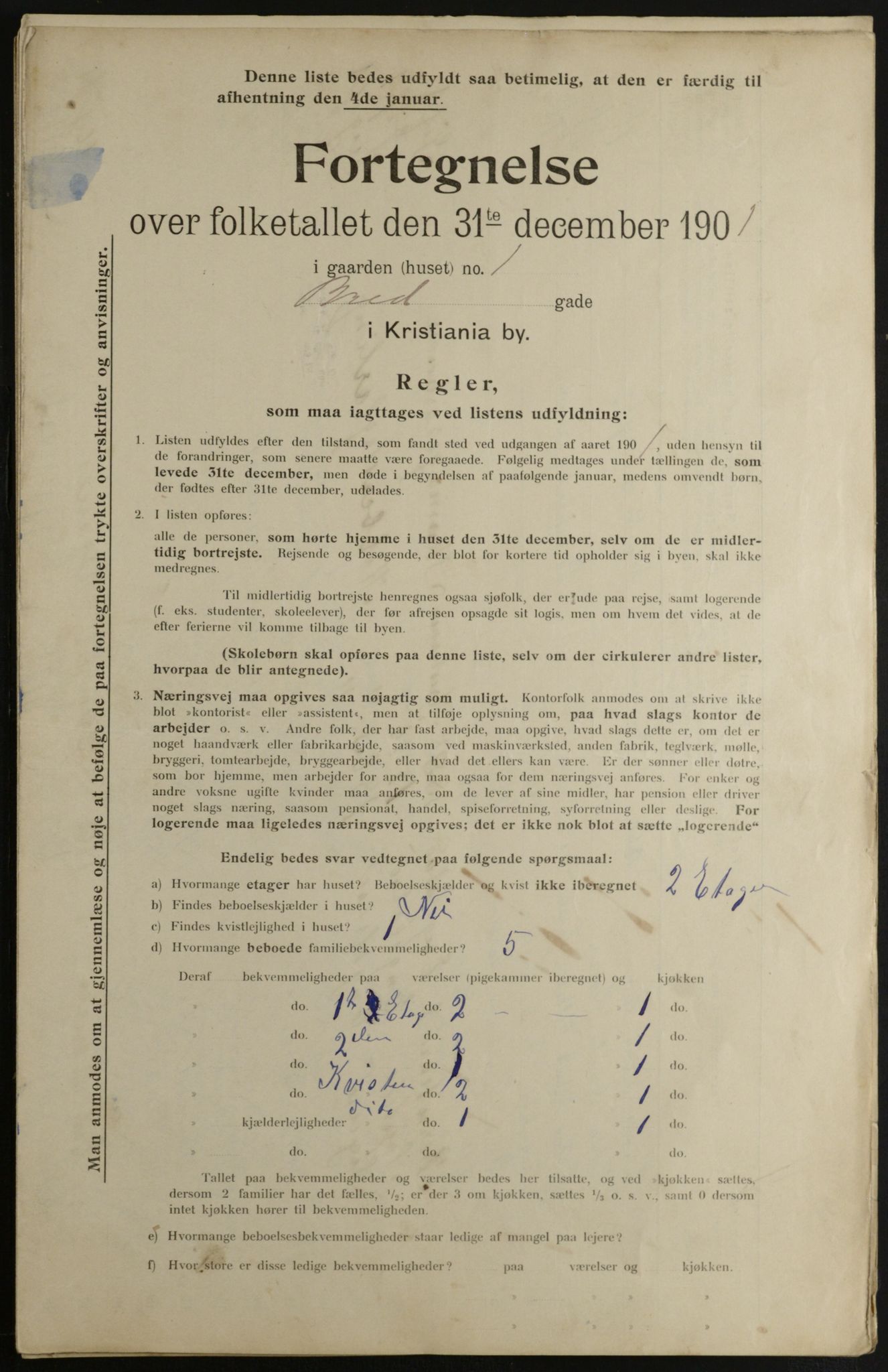 OBA, Municipal Census 1901 for Kristiania, 1901, p. 1358
