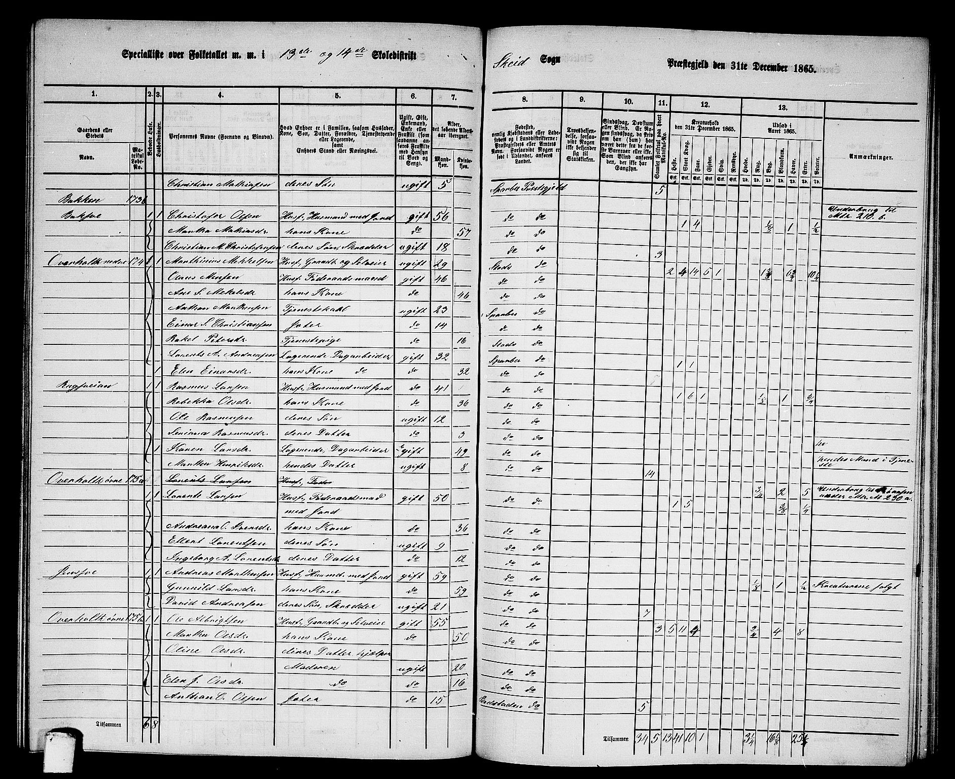 RA, 1865 census for Sparbu, 1865, p. 173