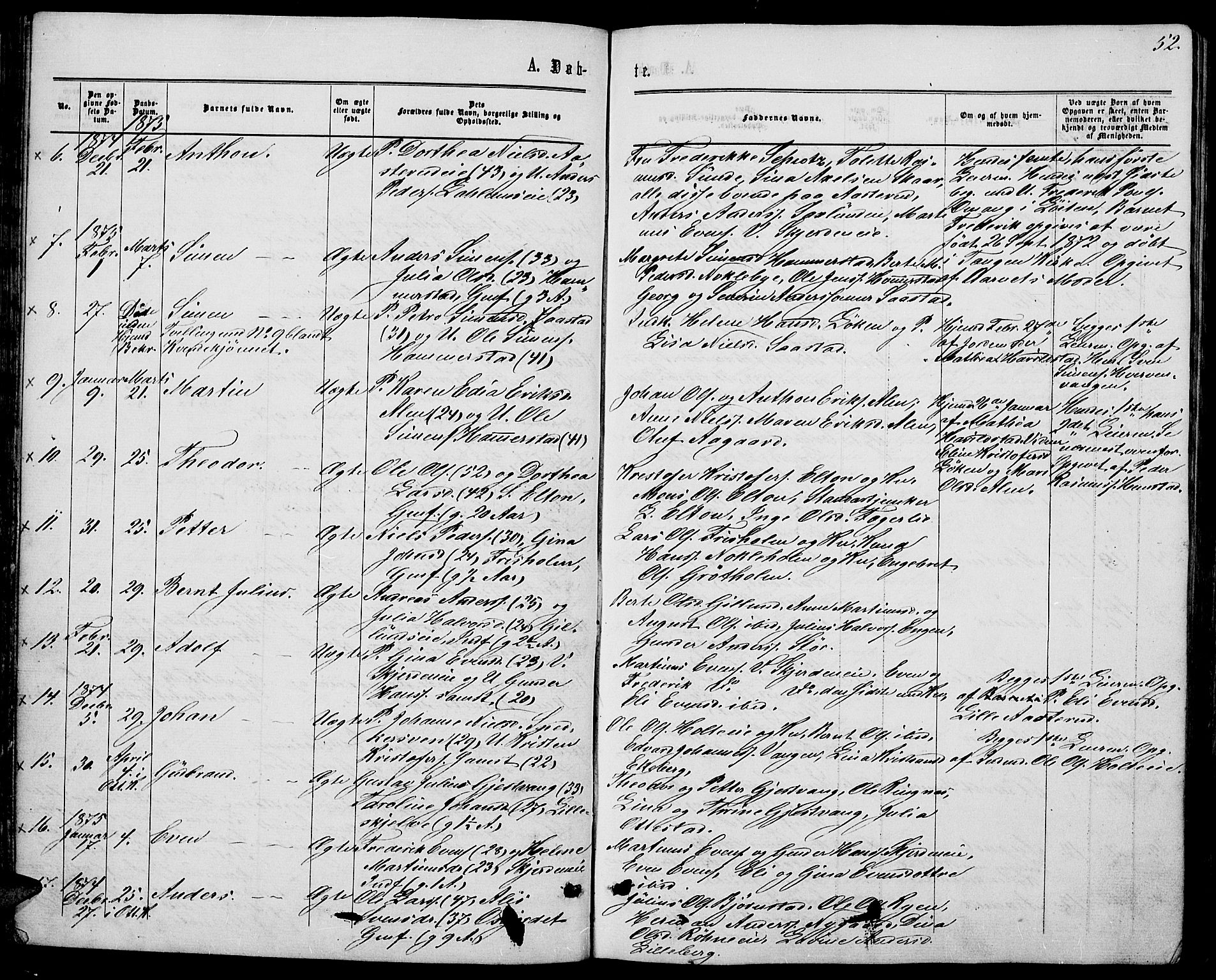 Stange prestekontor, AV/SAH-PREST-002/L/L0006: Parish register (copy) no. 6, 1864-1882, p. 52