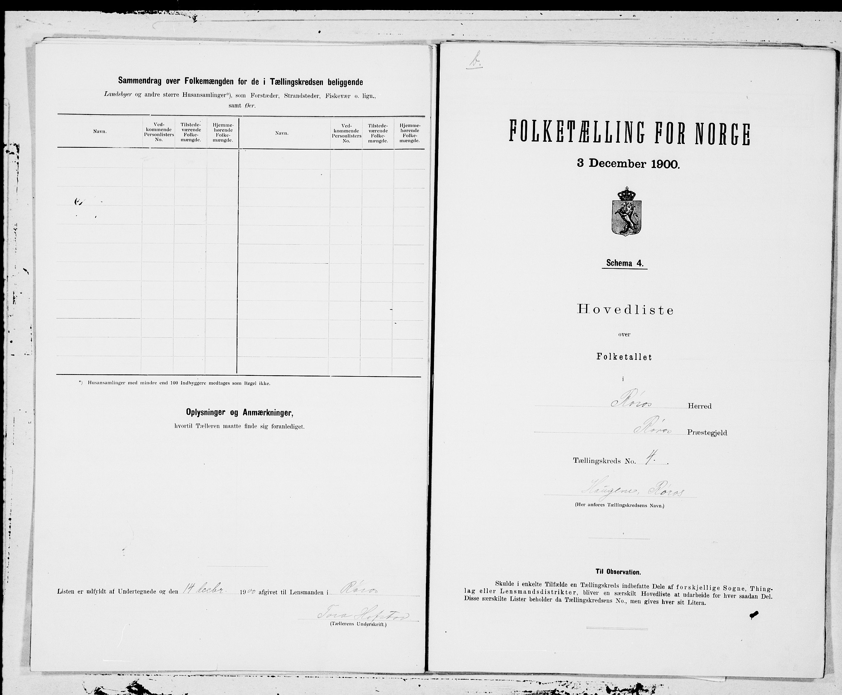 SAT, 1900 census for Røros, 1900, p. 10