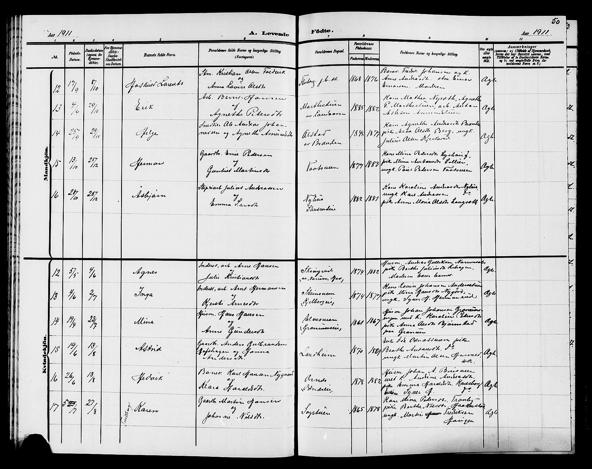 Søndre Land prestekontor, AV/SAH-PREST-122/L/L0005: Parish register (copy) no. 5, 1902-1911, p. 50