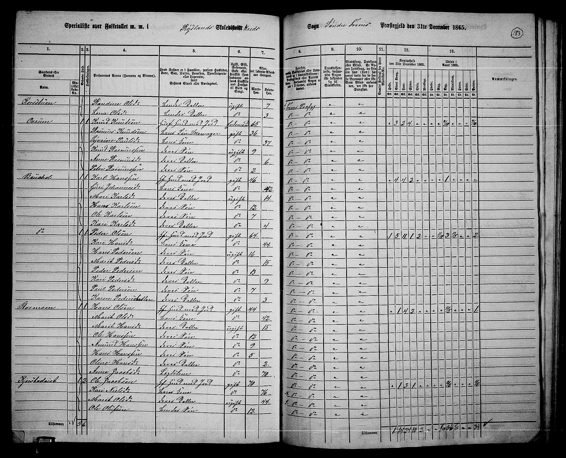 RA, 1865 census for Sør-Fron, 1865, p. 148