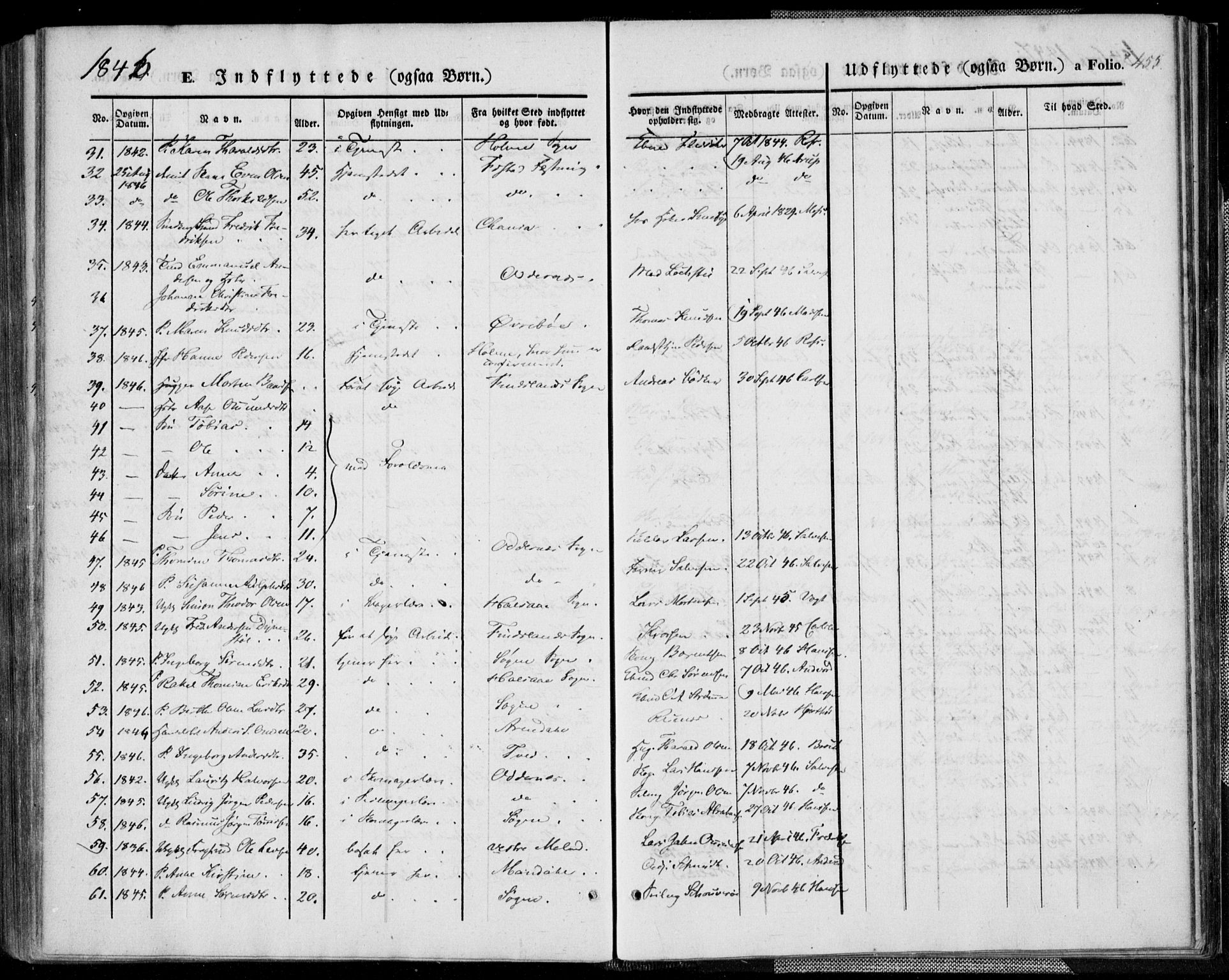 Kristiansand domprosti, SAK/1112-0006/F/Fa/L0013: Parish register (official) no. A 13, 1842-1851, p. 455