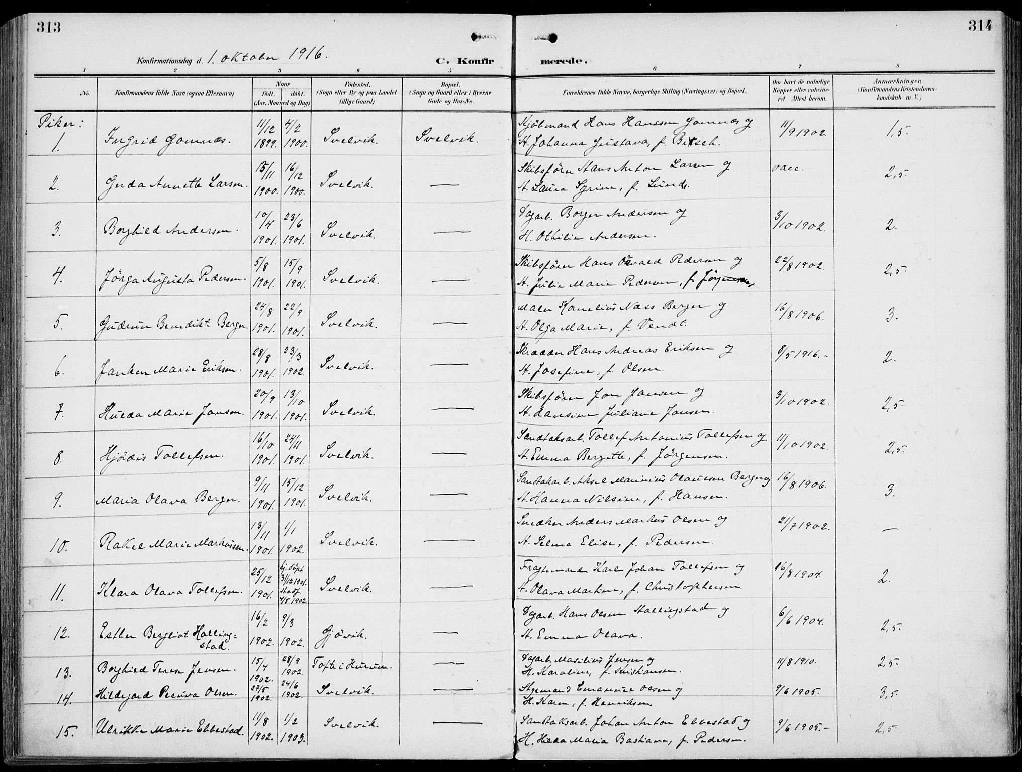 Strømm kirkebøker, AV/SAKO-A-322/F/Fb/L0002: Parish register (official) no. II 2, 1900-1919, p. 313-314