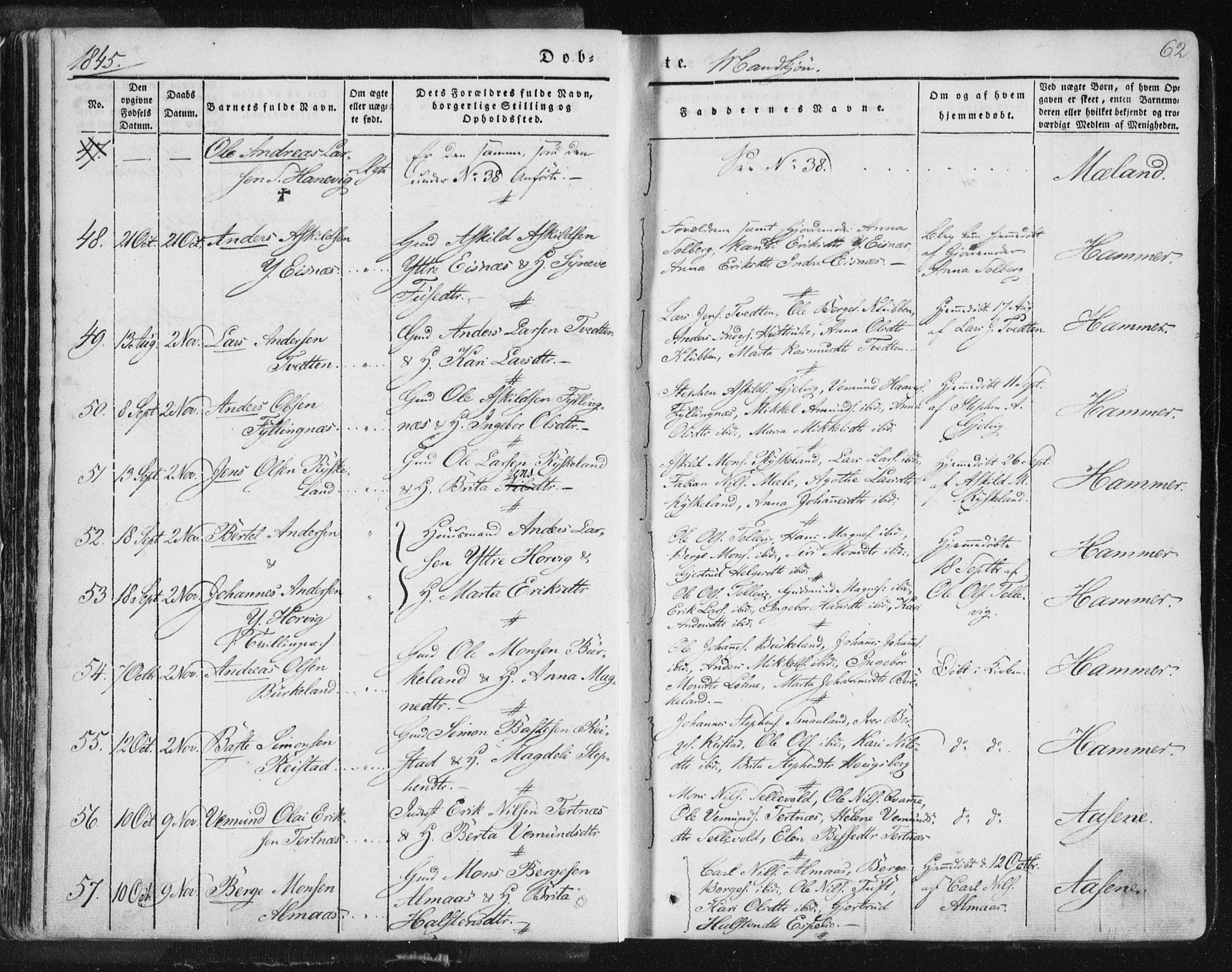 Hamre sokneprestembete, SAB/A-75501/H/Ha/Haa/Haaa/L0012: Parish register (official) no. A 12, 1834-1845, p. 62