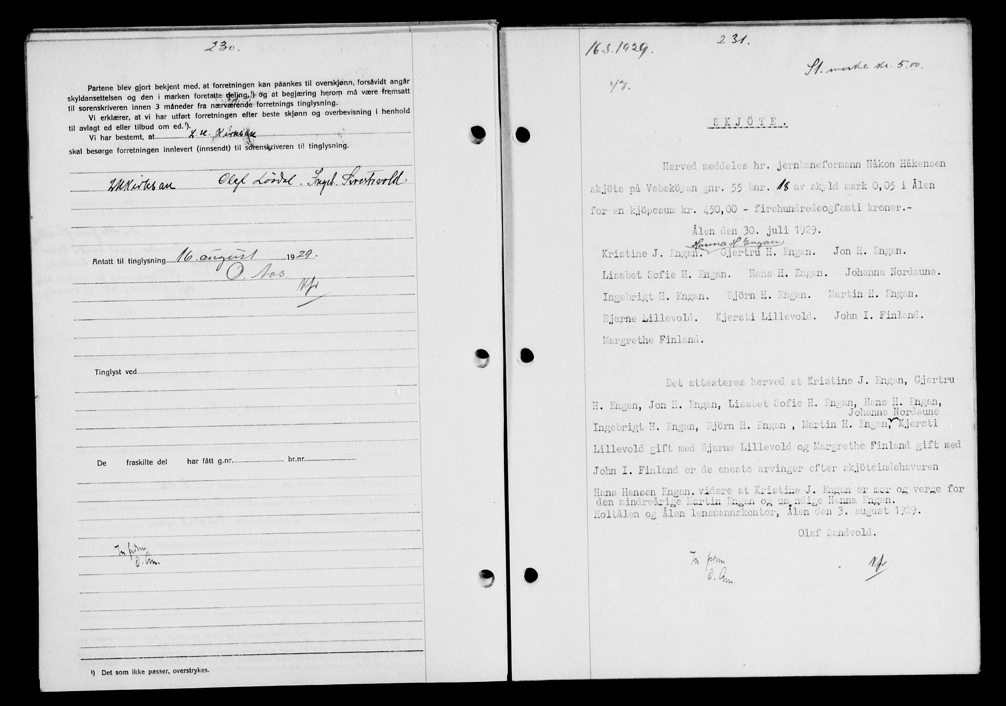 Gauldal sorenskriveri, AV/SAT-A-0014/1/2/2C/L0038: Mortgage book no. 39, 1929-1930, Deed date: 16.08.1929