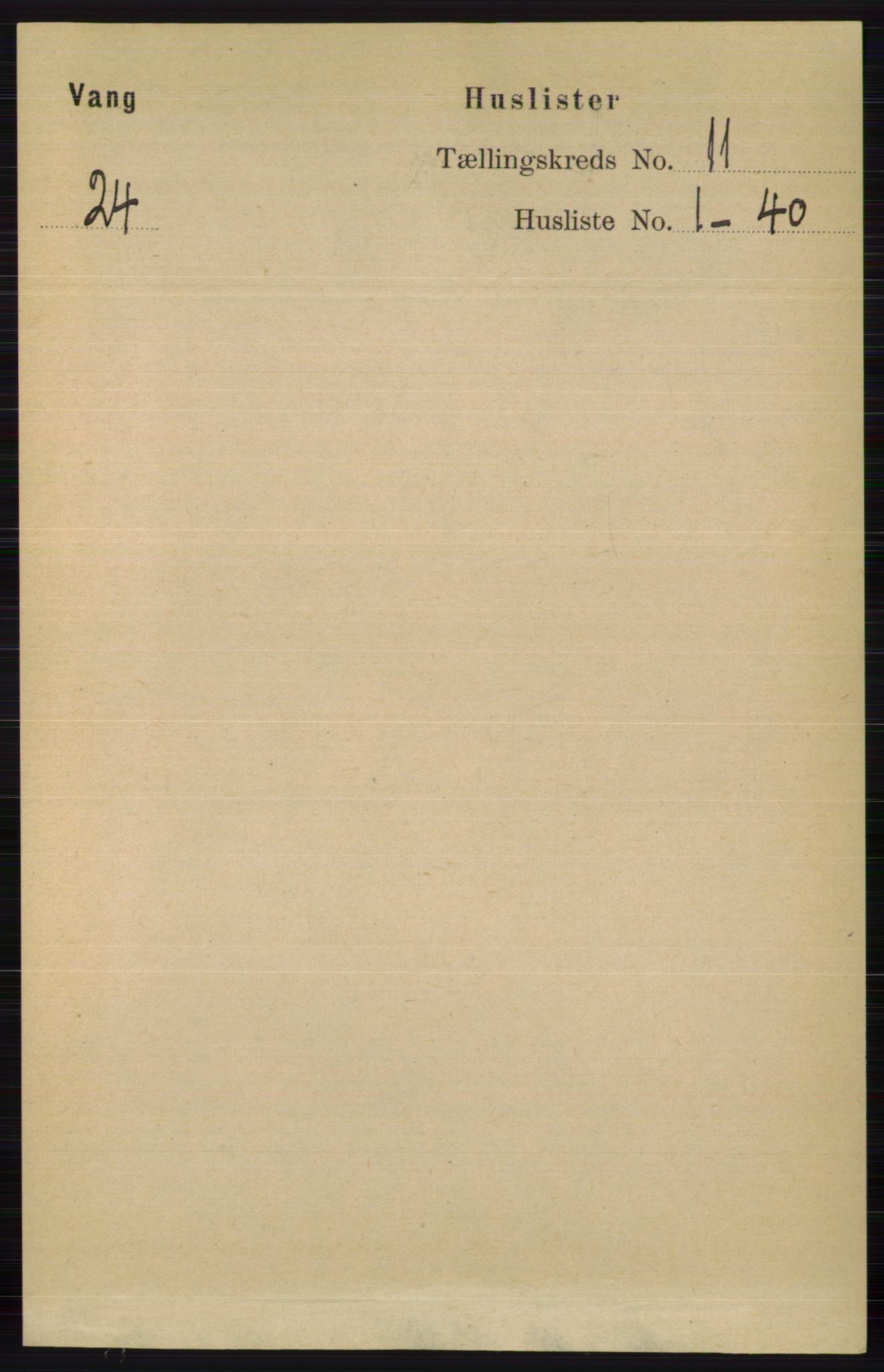 RA, 1891 census for 0545 Vang, 1891, p. 2354