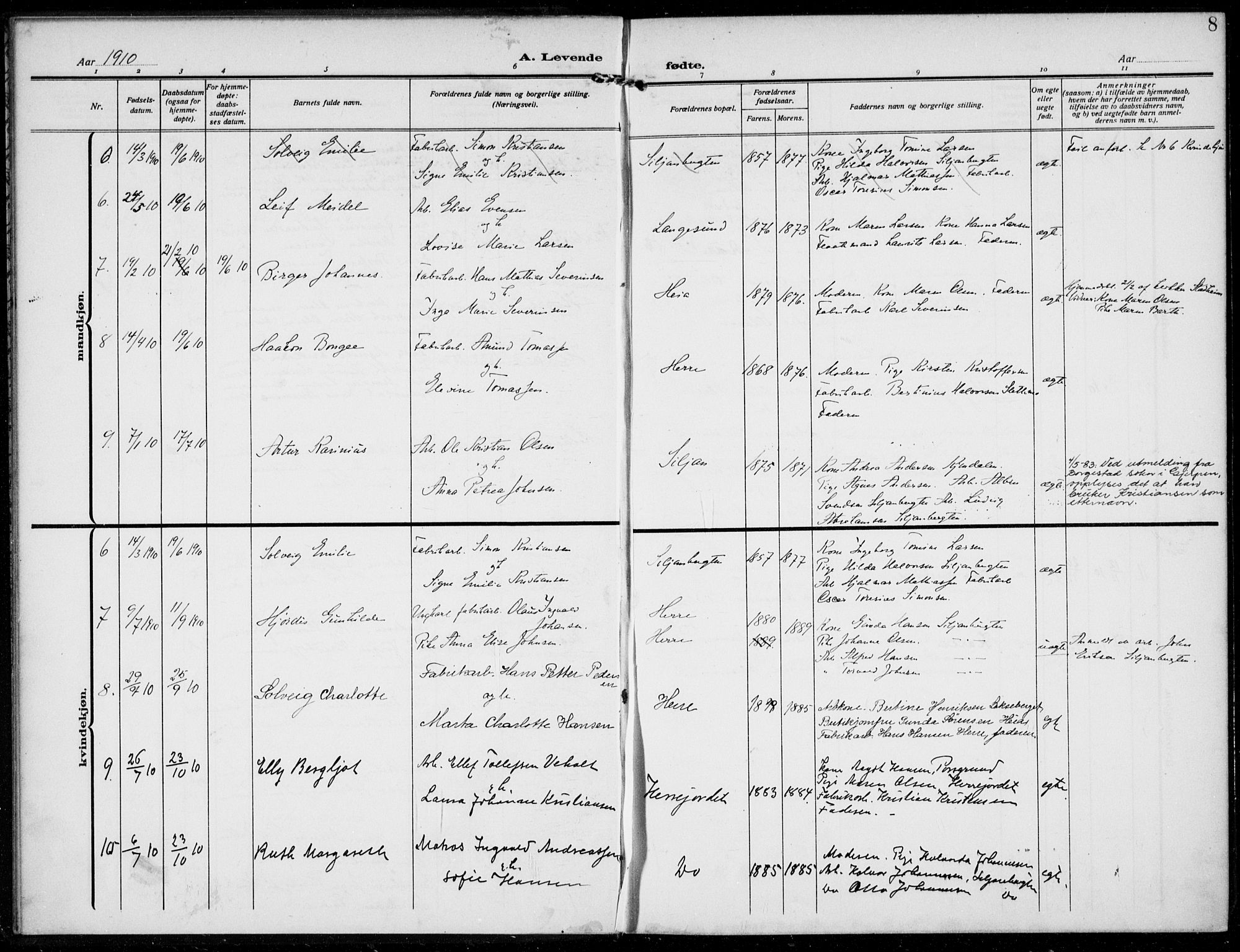 Bamble kirkebøker, AV/SAKO-A-253/F/Fc/L0001: Parish register (official) no. III 1, 1909-1916, p. 8