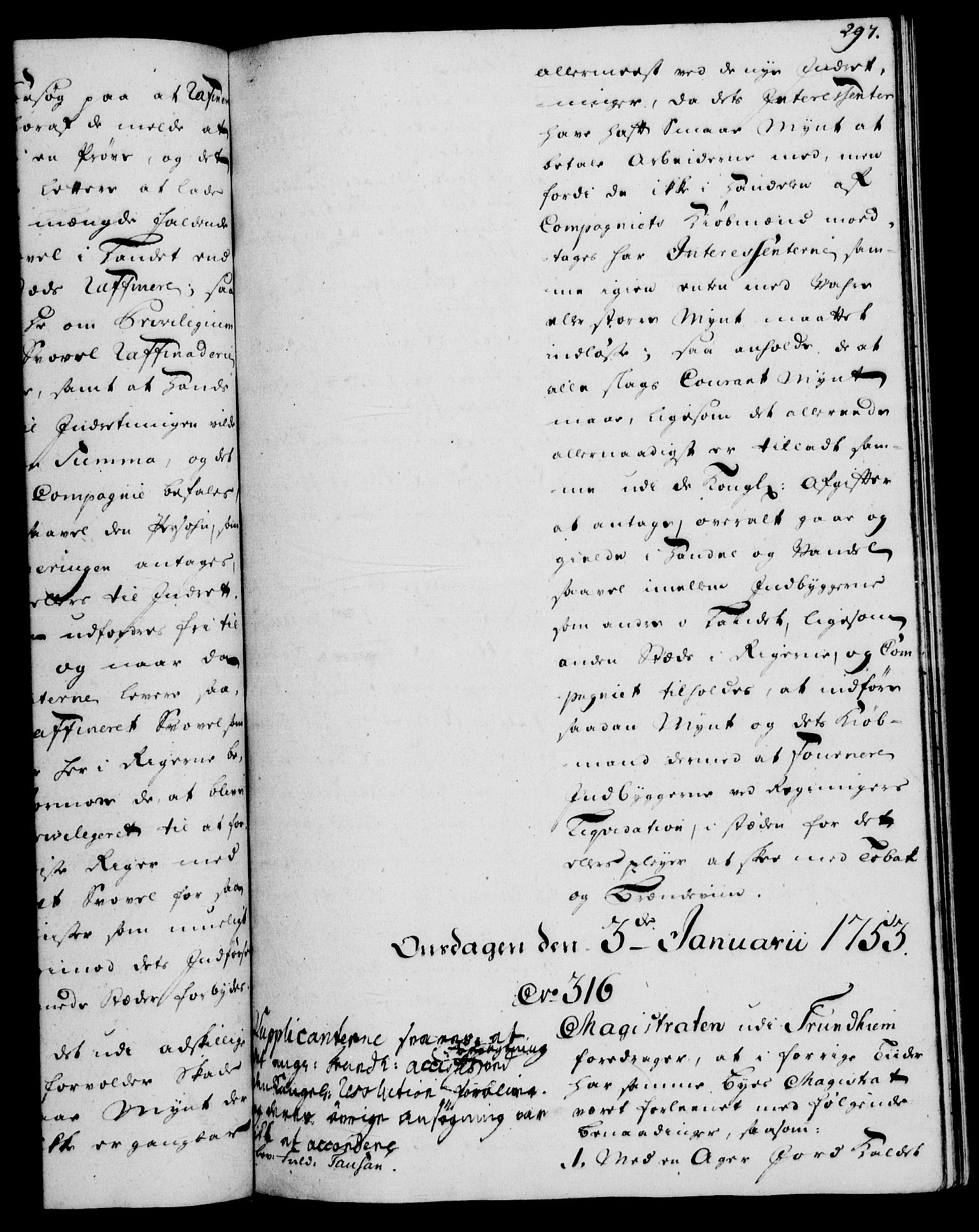 Rentekammeret, Kammerkanselliet, RA/EA-3111/G/Gh/Gha/L0031: Norsk ekstraktmemorialprotokoll (merket RK 53.76), 1751-1753, p. 297