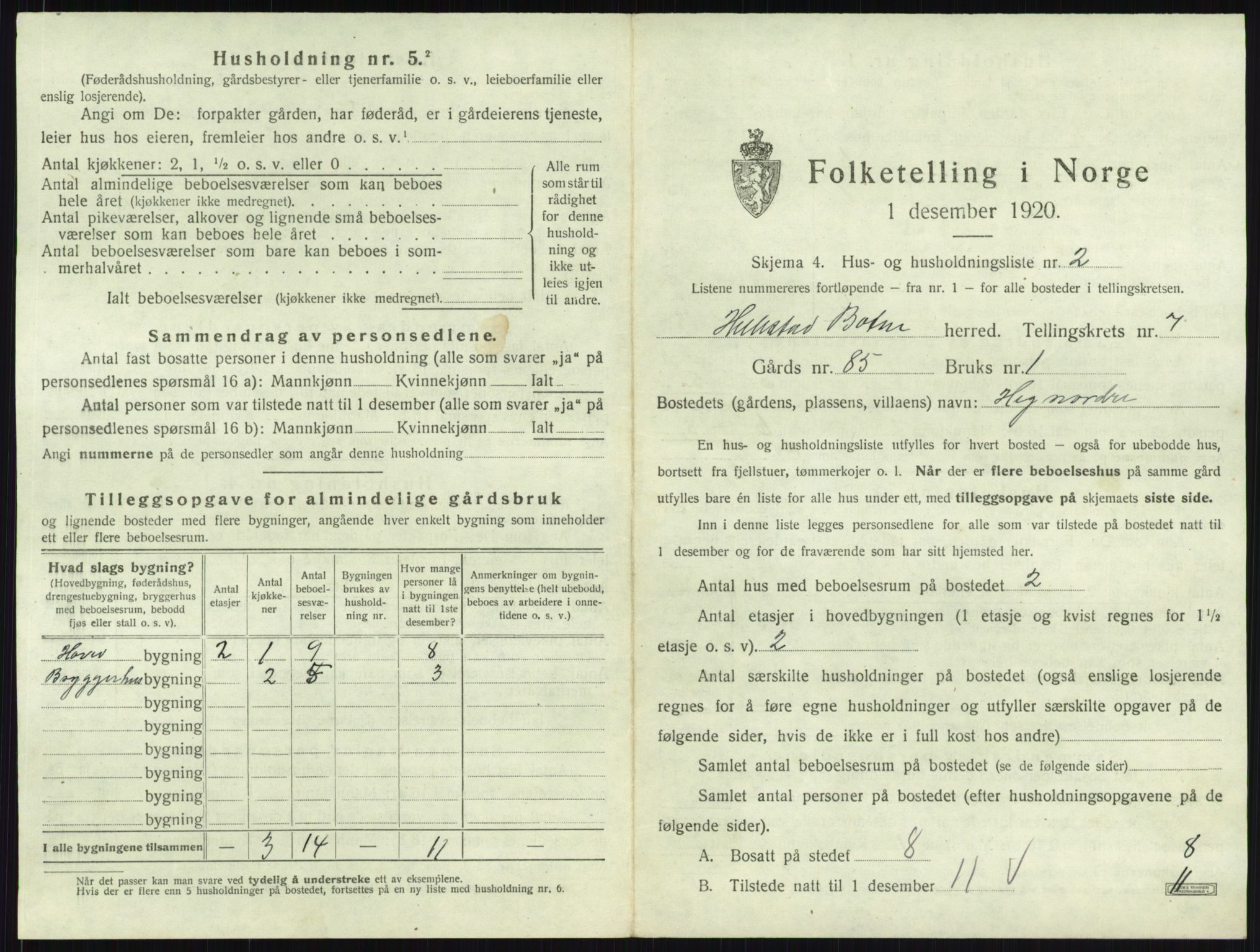 SAKO, 1920 census for Botne, 1920, p. 857