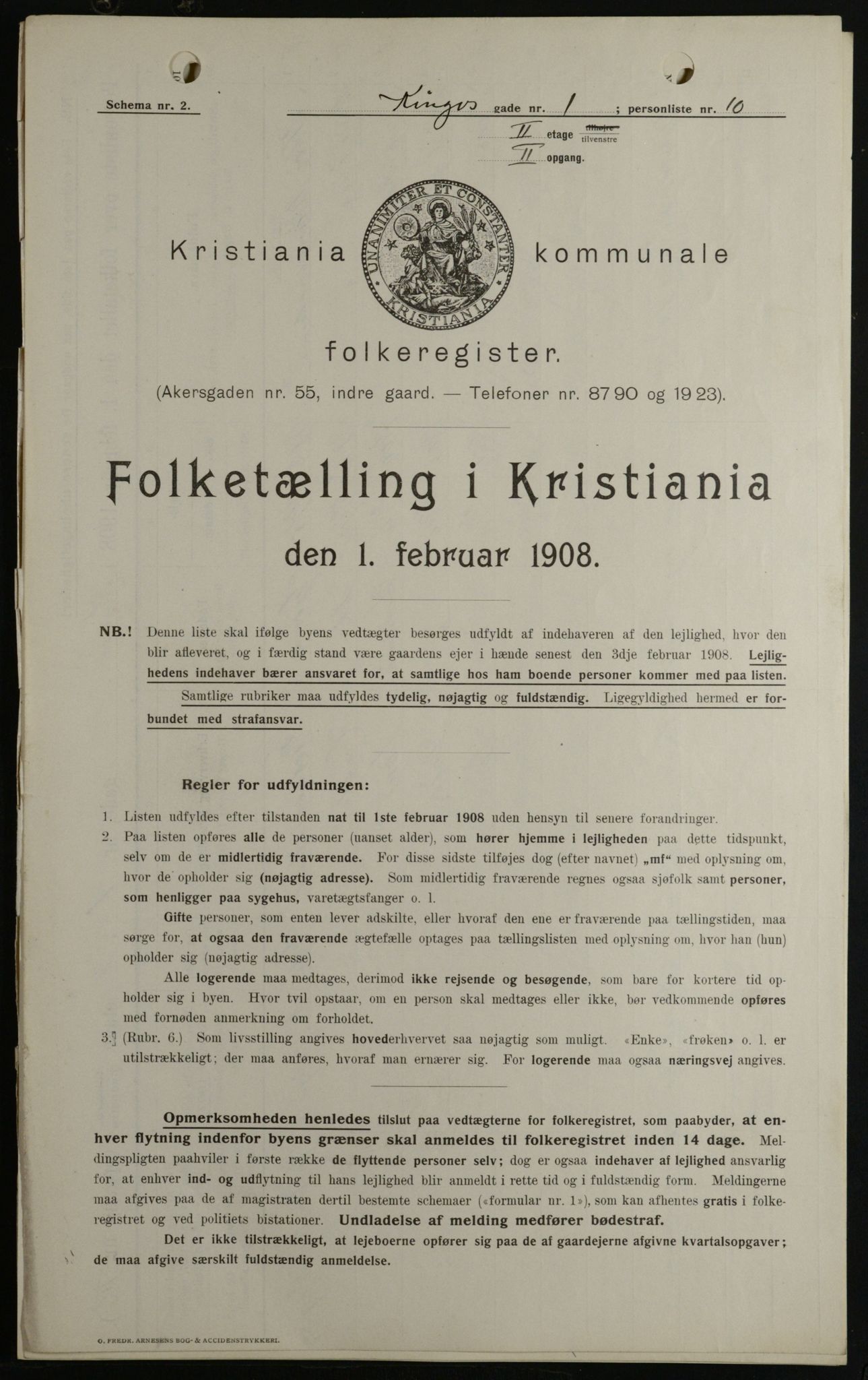 OBA, Municipal Census 1908 for Kristiania, 1908, p. 44333